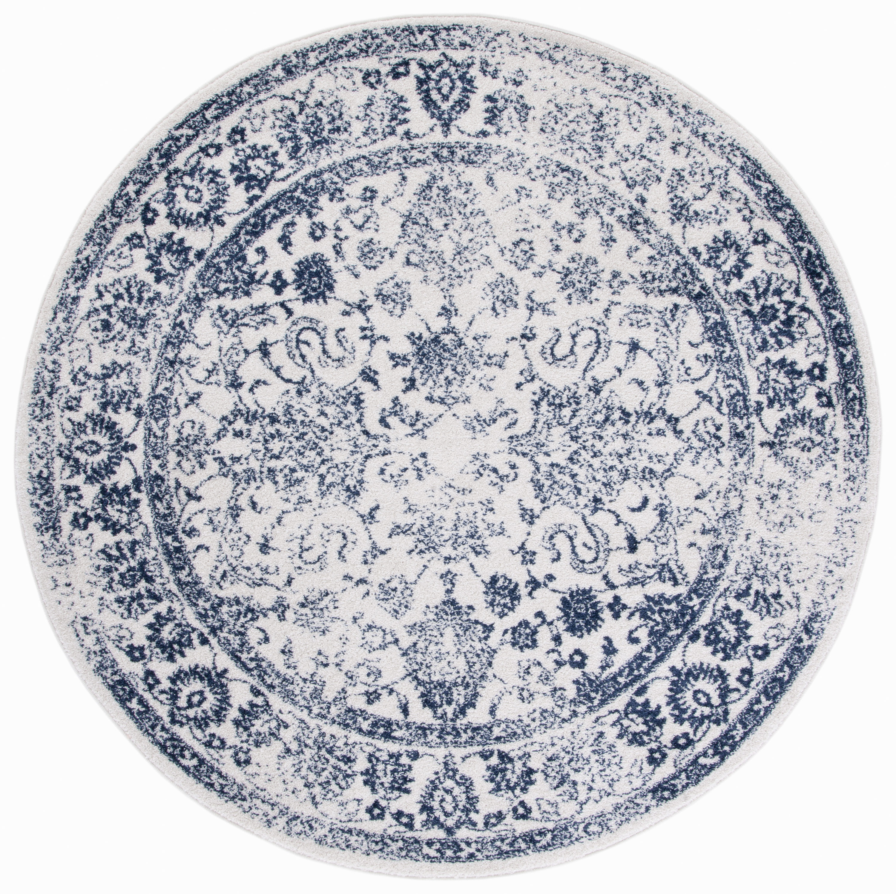 Safavieh ADR109M-6R Adirondack 6 x 6 (ft) Loomed Polypropylene Ivory/Navy Round Indoor Floral/Botanical Vintage Area rug