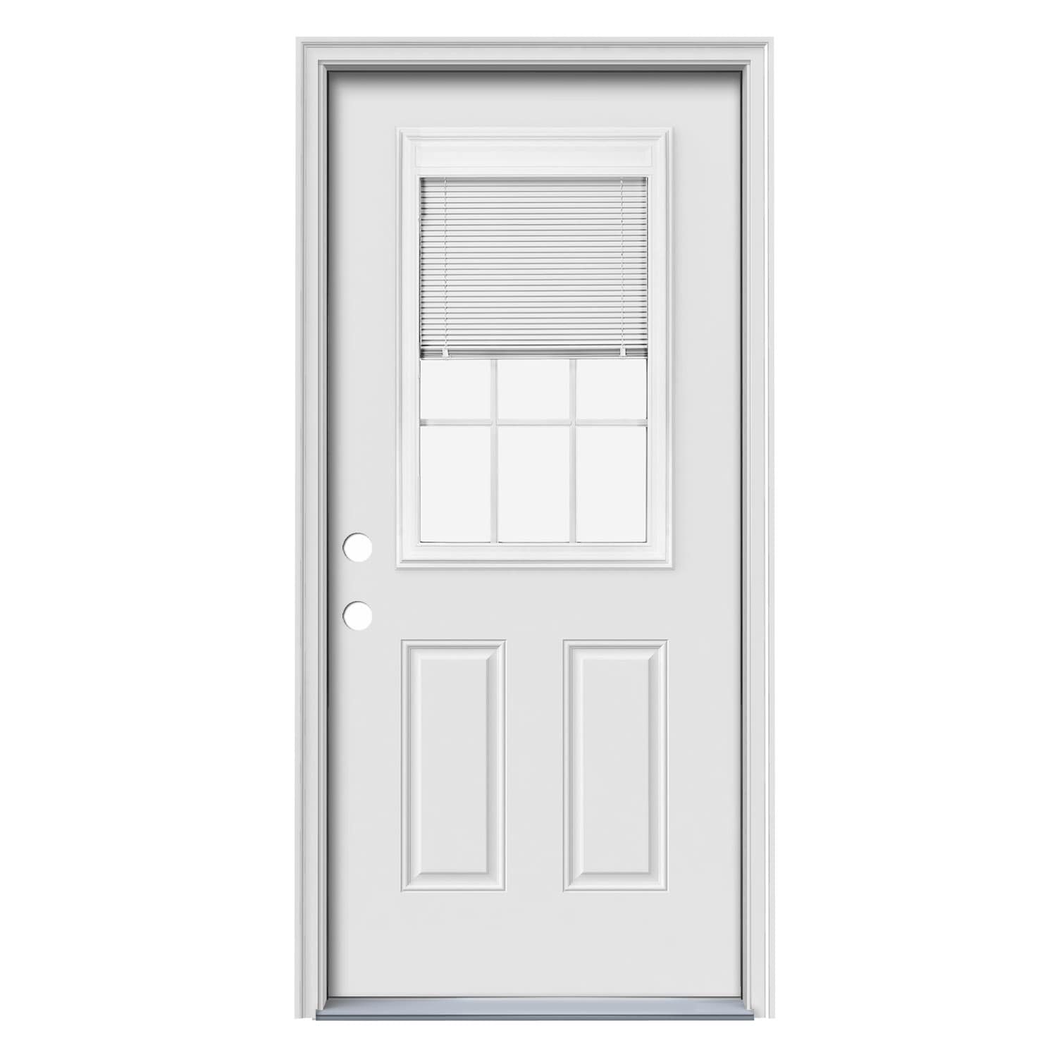 Therma-Tru Benchmark Doors 32-in x 80-in Steel Half Lite Right-Hand Inswing Ready To Paint Prehung Single Front Door with Brickmould Insulating Core -  10087723