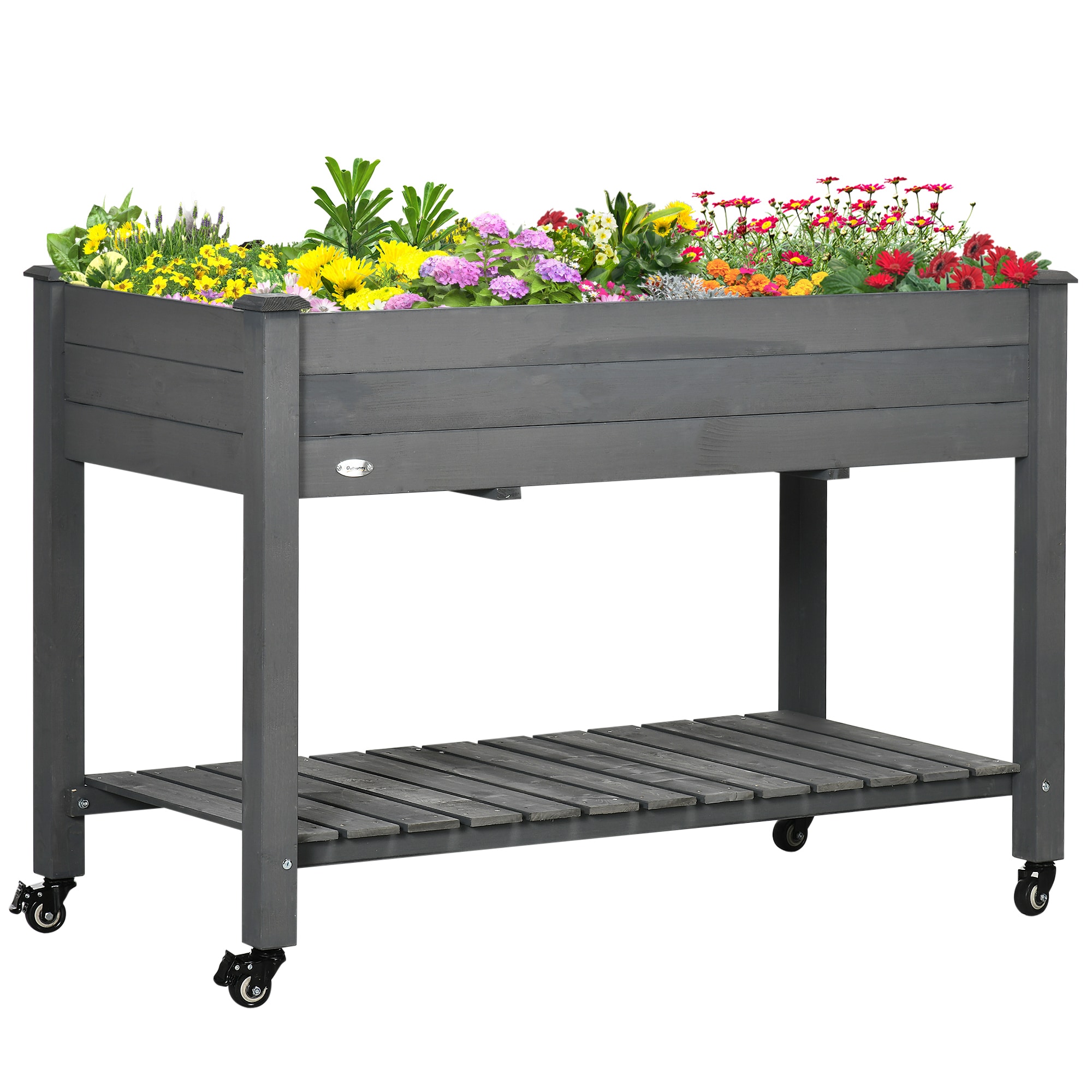 Damerin W227RA 21.75-in W x 46.5-in L x 32.75-in H Gray Wood Raised Planter Box