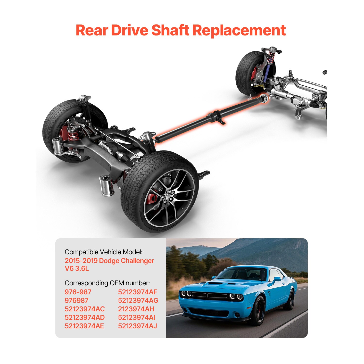 VEVOR Rear Drive Shaft 71.7in-73.2in Prop Shaft Driveshaft