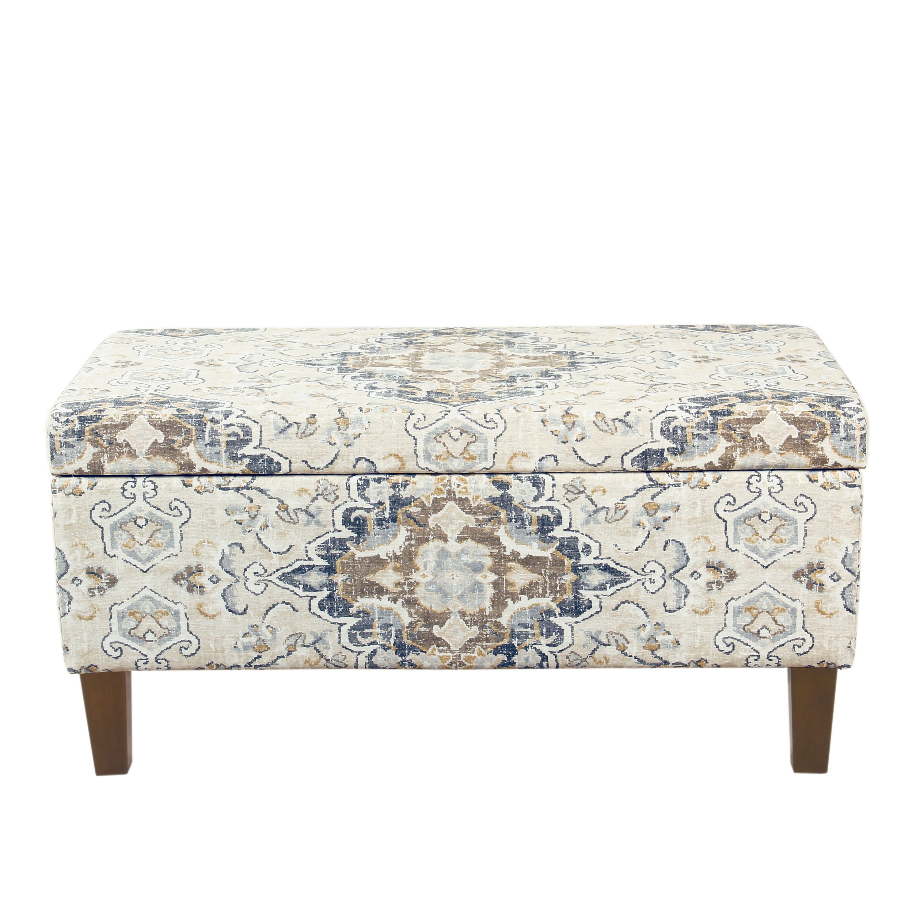 HomePop K6384NP-A862 Casual Cream and Antiqued Ebony Storage Bench with Storage 36-in x 16-in x 18-in