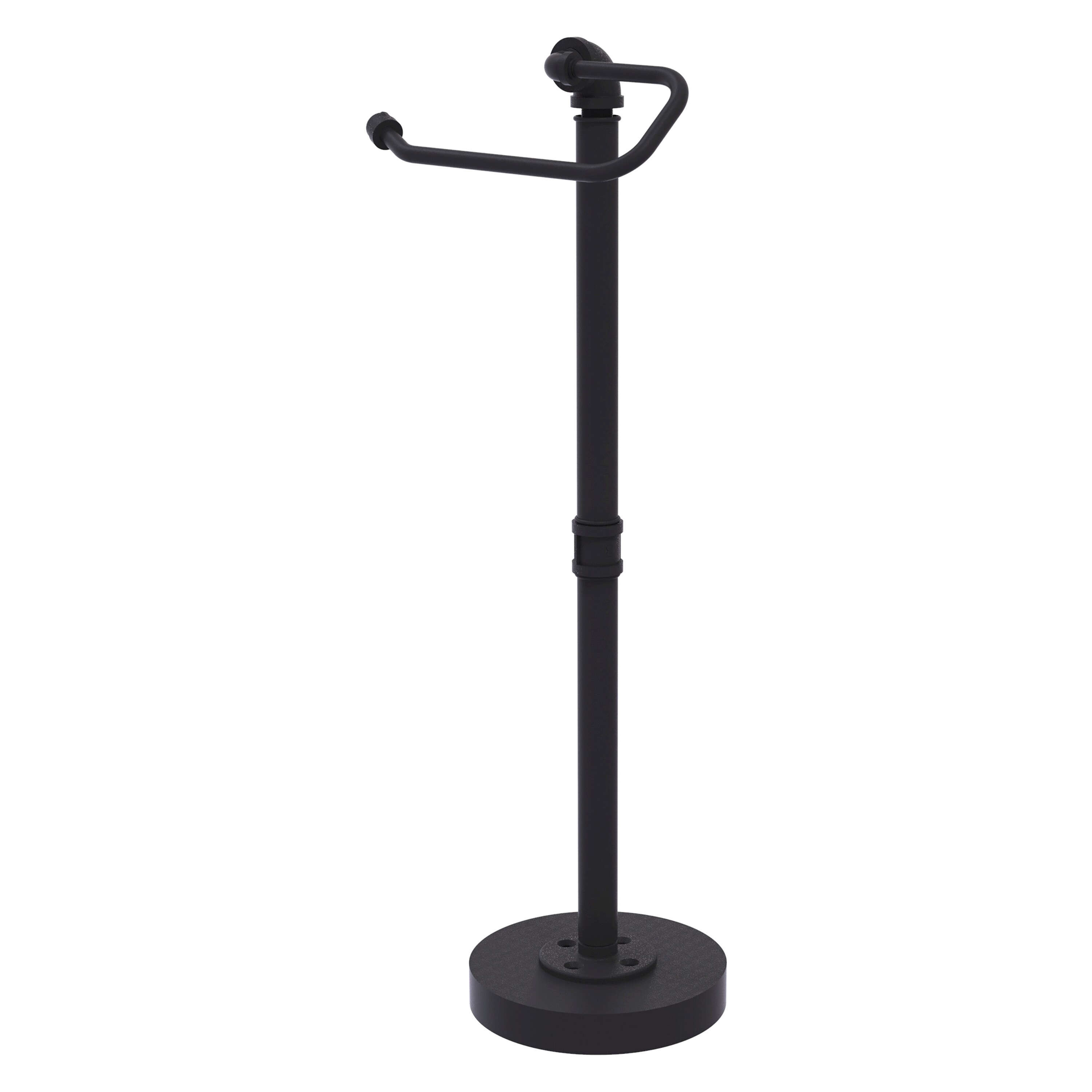 Allied Brass P-180-FSETP-BKM Pipeline Matte Black Freestanding Single post Toilet Paper Holder 1 -Rolls with Storage