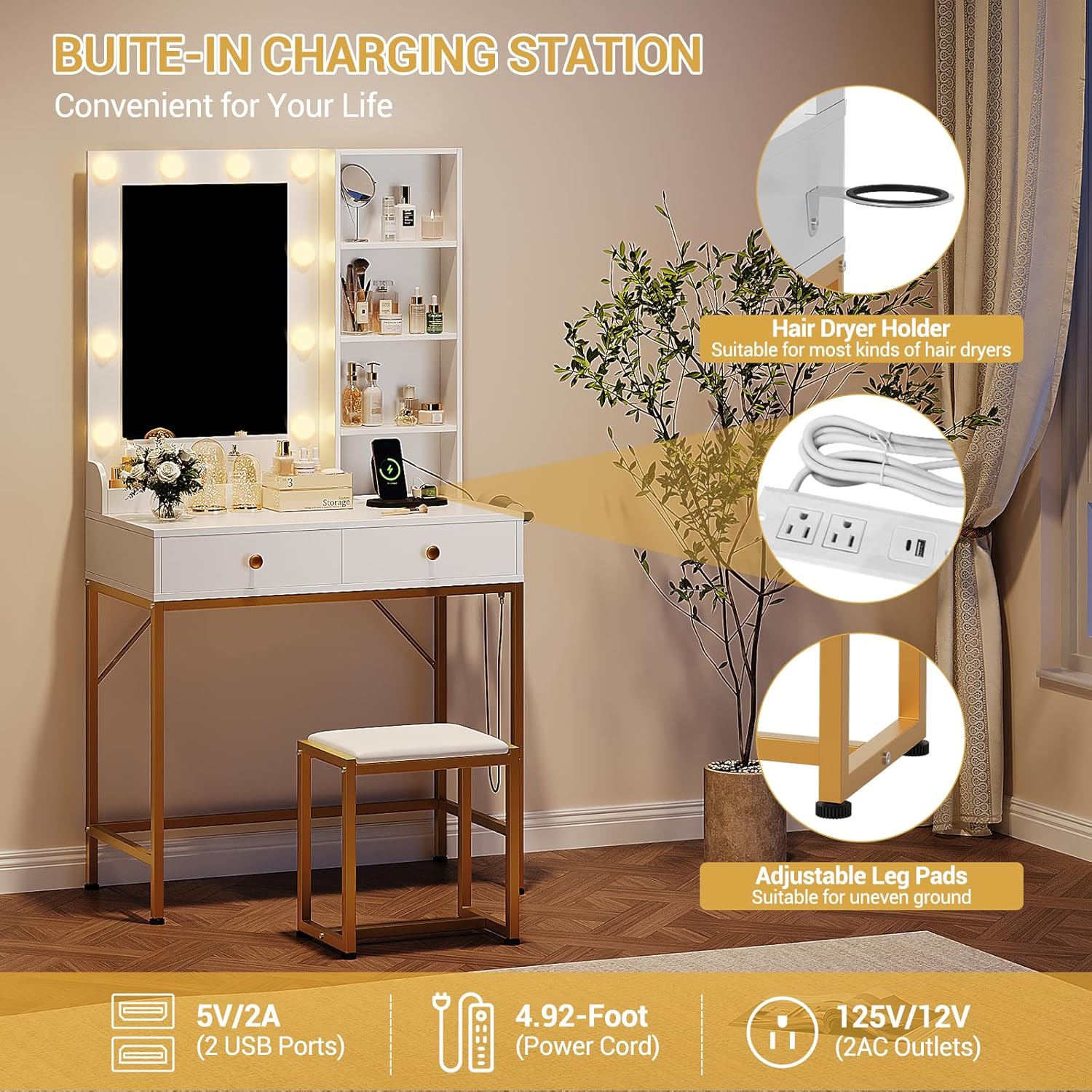 Qeetex LHF-SZT-PHO-16O0ZML5 Bedroom-Vanities - View #3