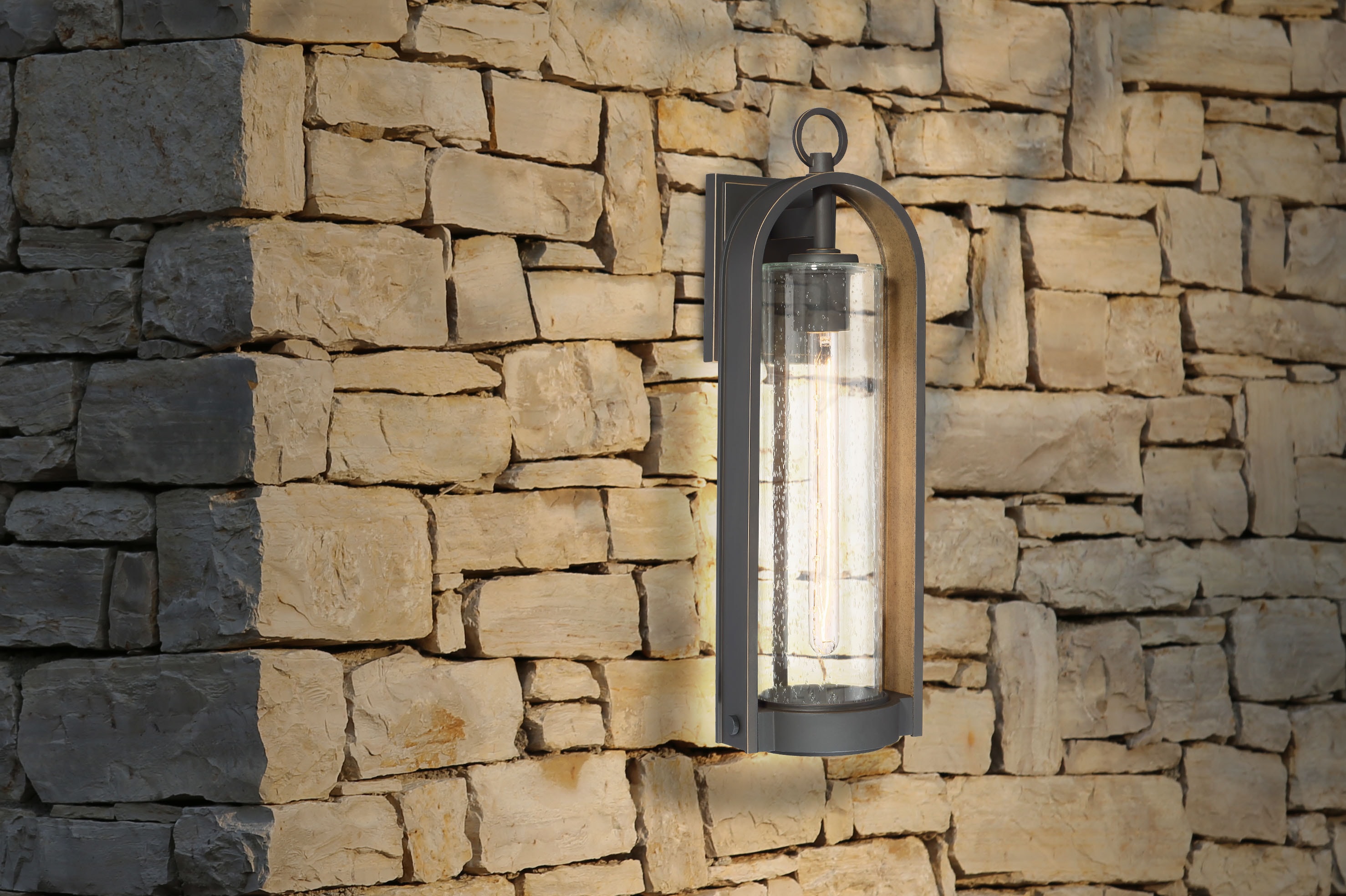 Minka Lavery Kamstra 1-Light 20.75-in Oil Rubbed Bronze with Gold  Highlights Outdoor Wall Light