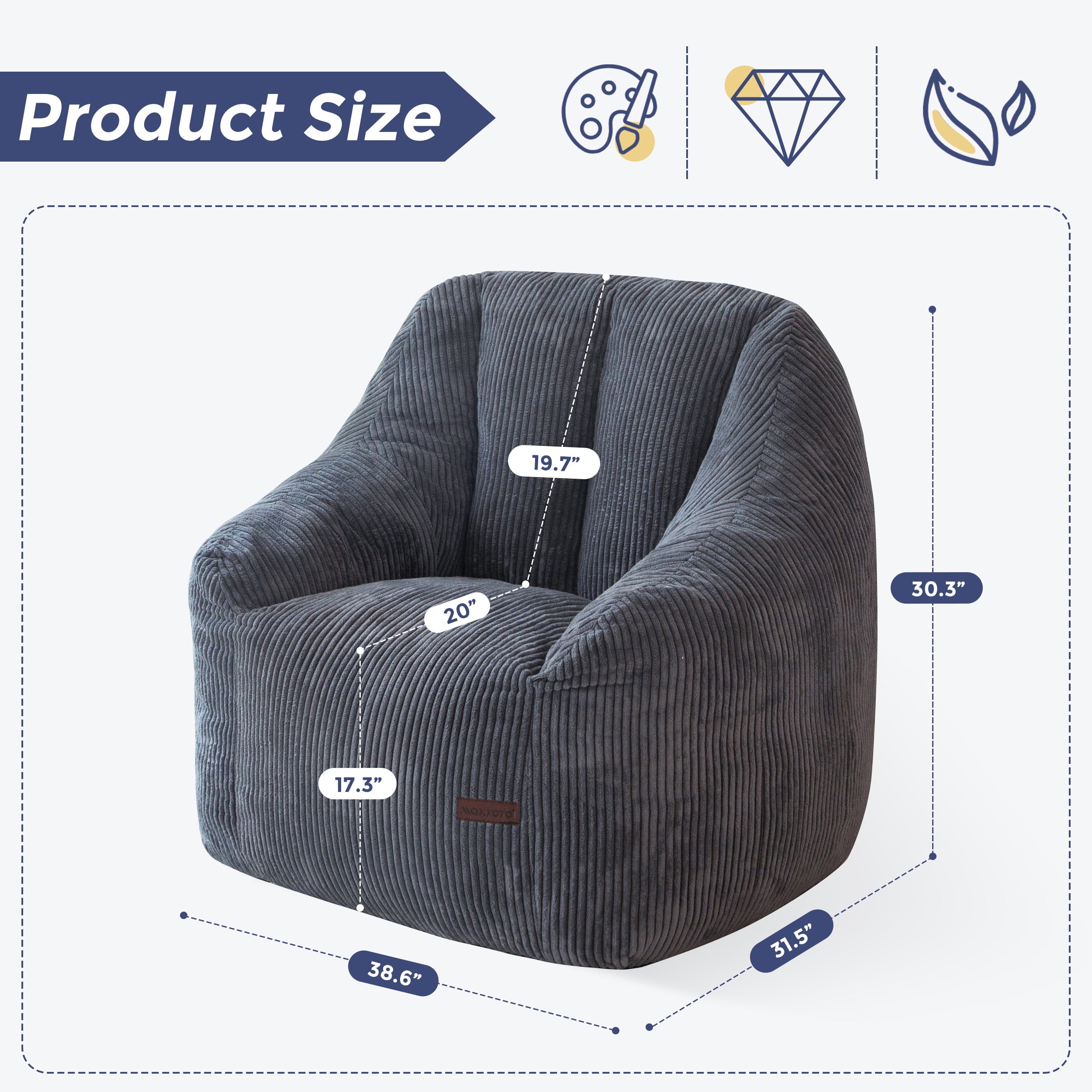 MAXYOYO B-BBS-A05-BE-6FT Bean-Bag-Chairs - View #3
