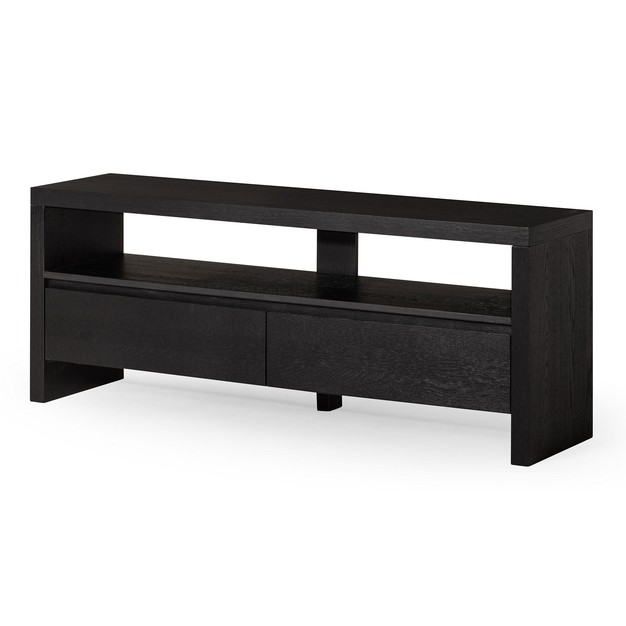 Maven Lane 326777 Ada Contemporary Wooden Living Room TV Media Unit Entertainment Center and Television Stand with Shelves in Rustic Refined Black Finish