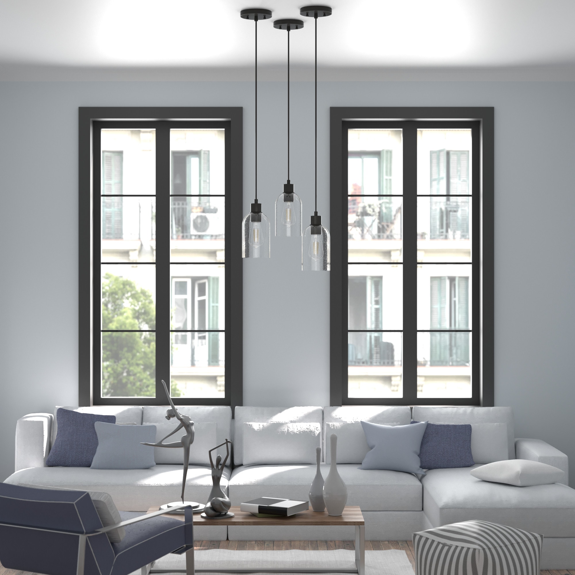 Noble Bronze Mini LED Pendant with Seeded Glass Shade