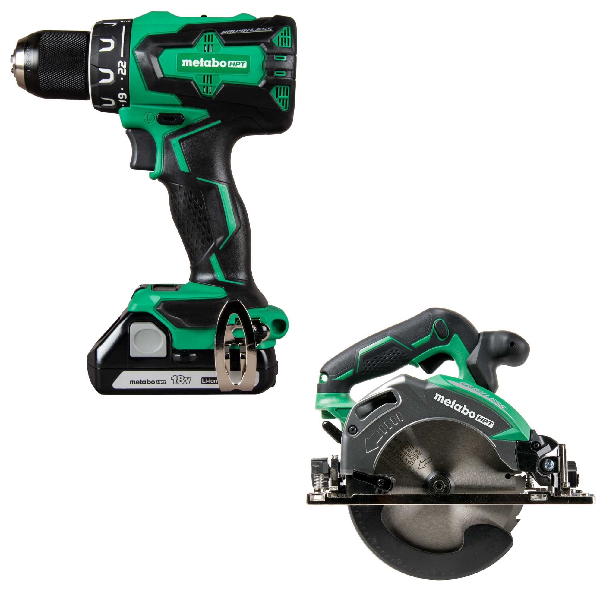 Metabo HPT MultiVolt 18-Volt 1/2-in Brushless Cordless Drill (2-batteries included and charger included) with MultiVolt 18-Volt 6-1/2-in Cordless