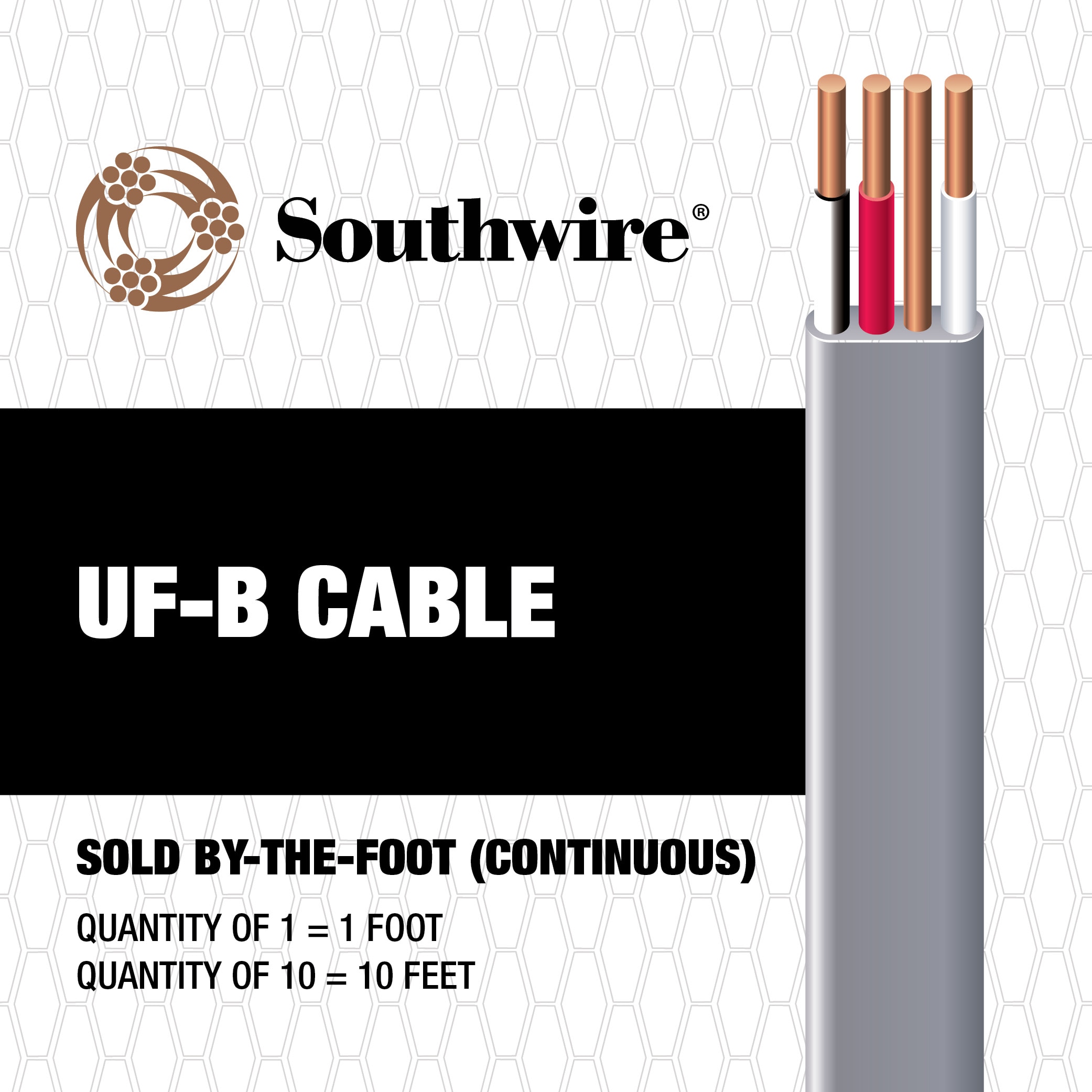 50 Feet 10/3 Type NM-B Copper #10 AWG, 3 Conductor with Ground. Insulated Jacket Orange