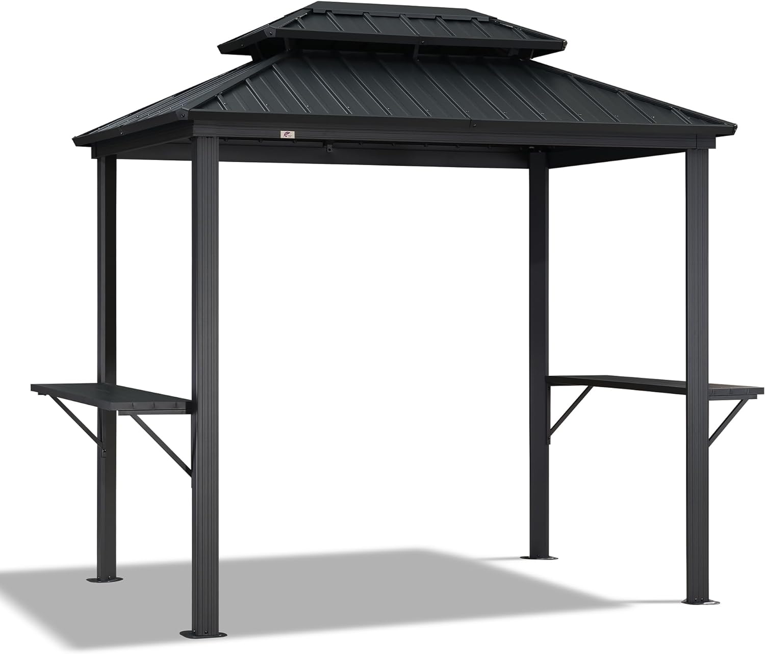 Gray 6' x 8' Hardtop Grill Gazebo with Double Steel Roof