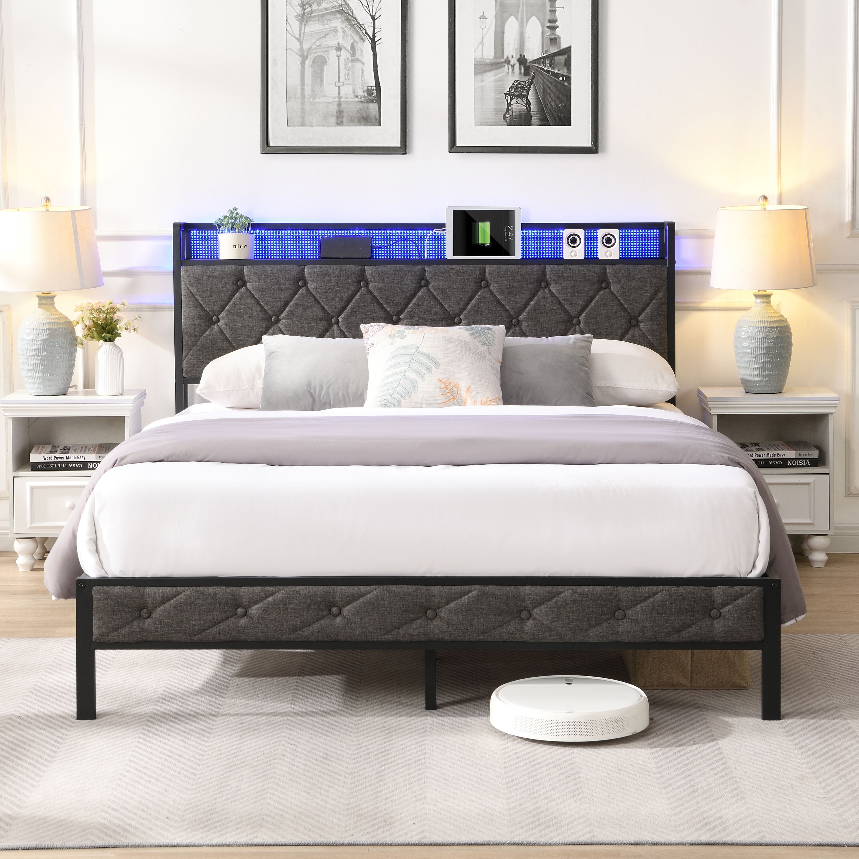 Mondawe Black Full Metal Bed Frame OR MF087B WS at Lowes