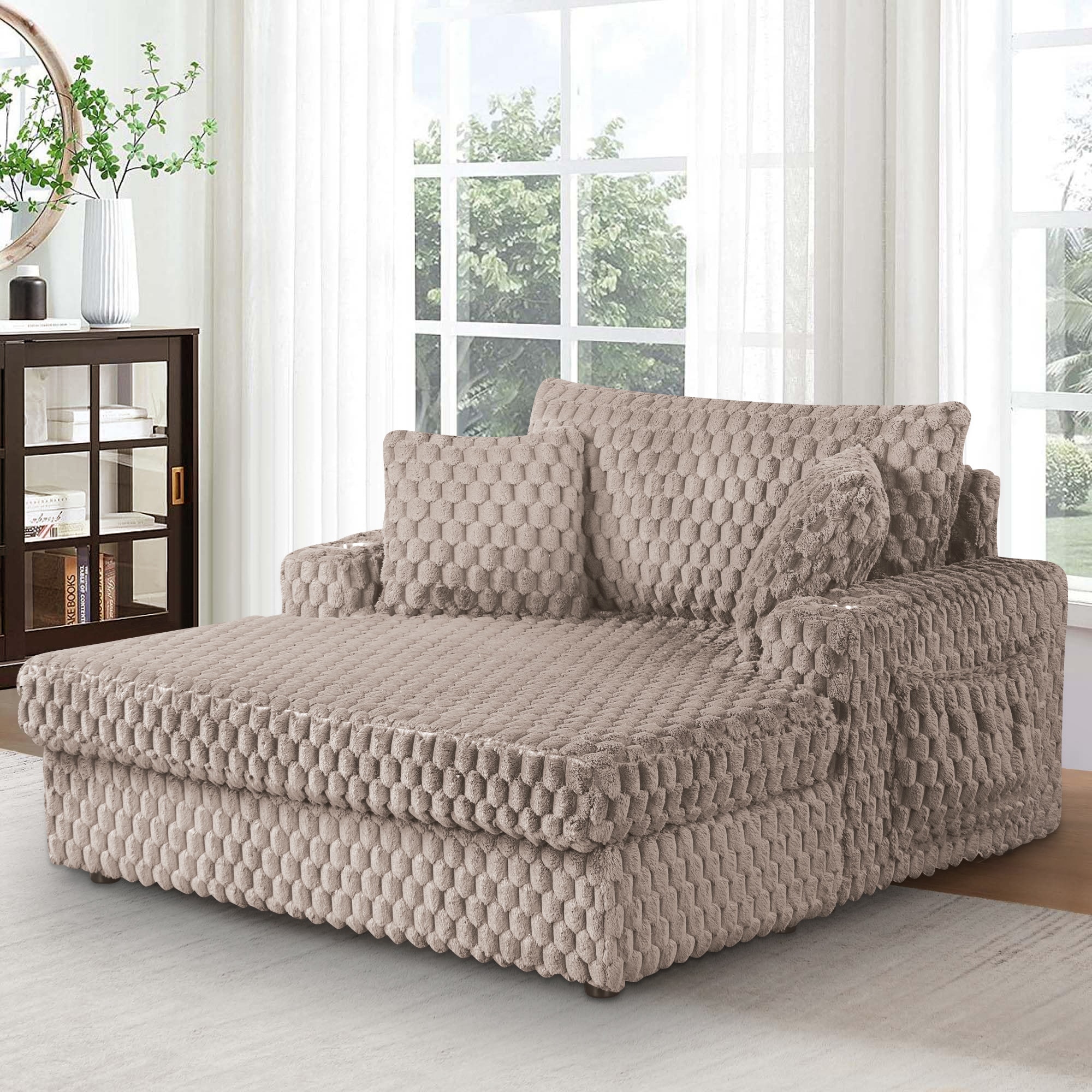 IHOMEadore MDSL69000LB Modern light brown Polyester/Polyester blend Chaise Lounge