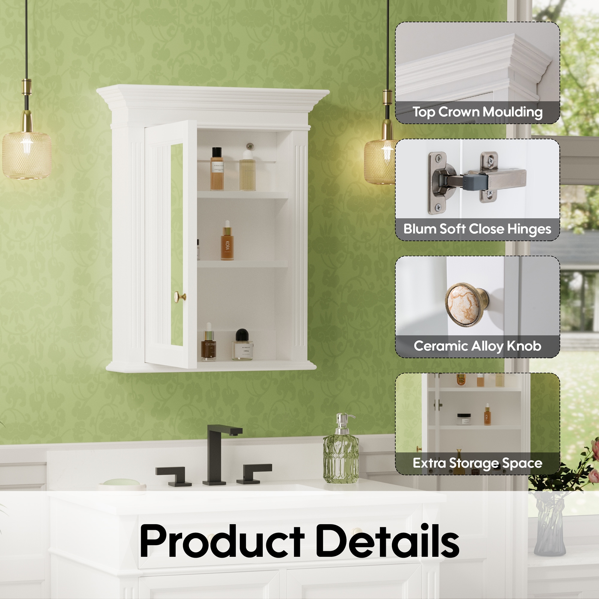Forclover FMG2430-WT Bathroom-Medicine-Cabinets - View #3