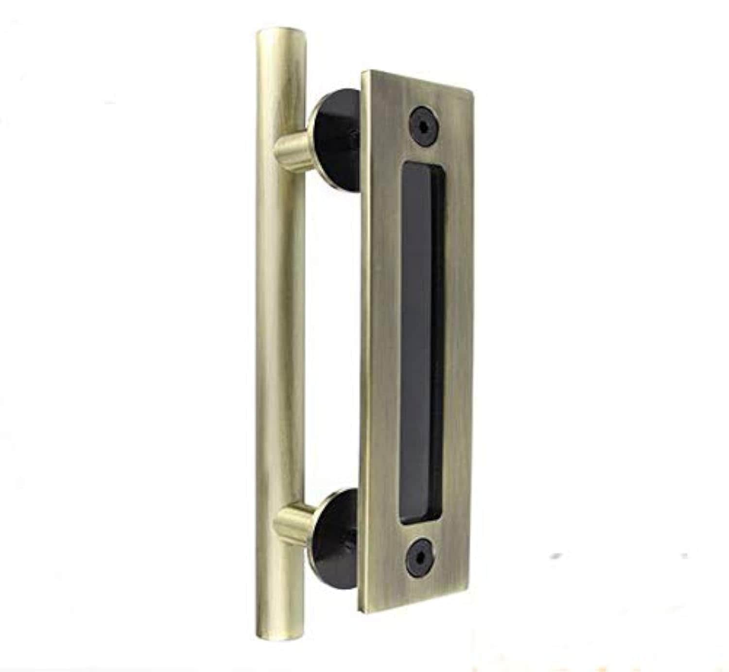 Adrinfly 12 Inch Sliding Barn Door Handle Heavy Duty Pull and Flush Set Large Rustic Two Side Design Fits Kitchen Gate Sheds Garage Antique #LAD0811D449