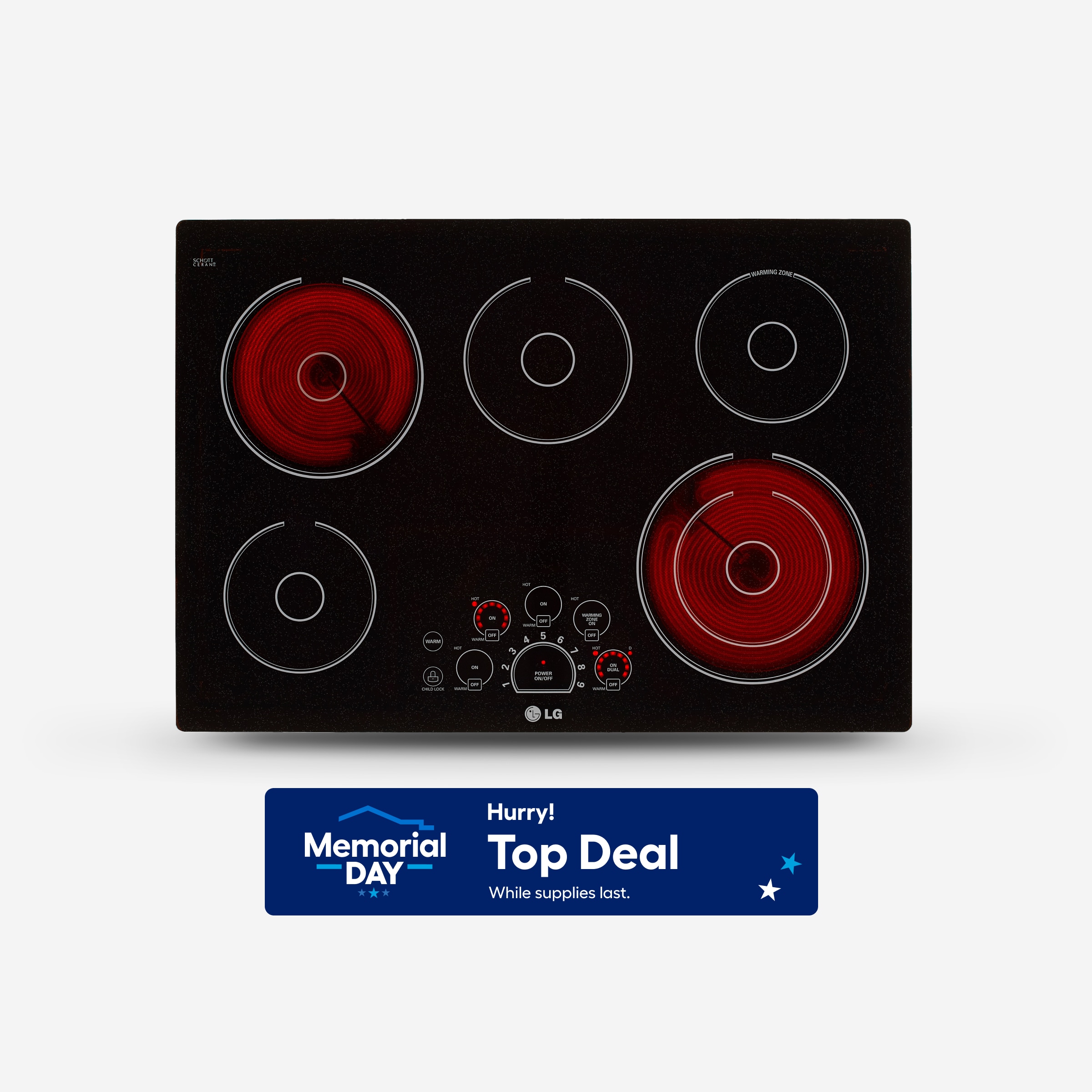 LG LCE3010SB 30-in 5 burners Smooth Surface (Radiant) Black Electric Cooktop