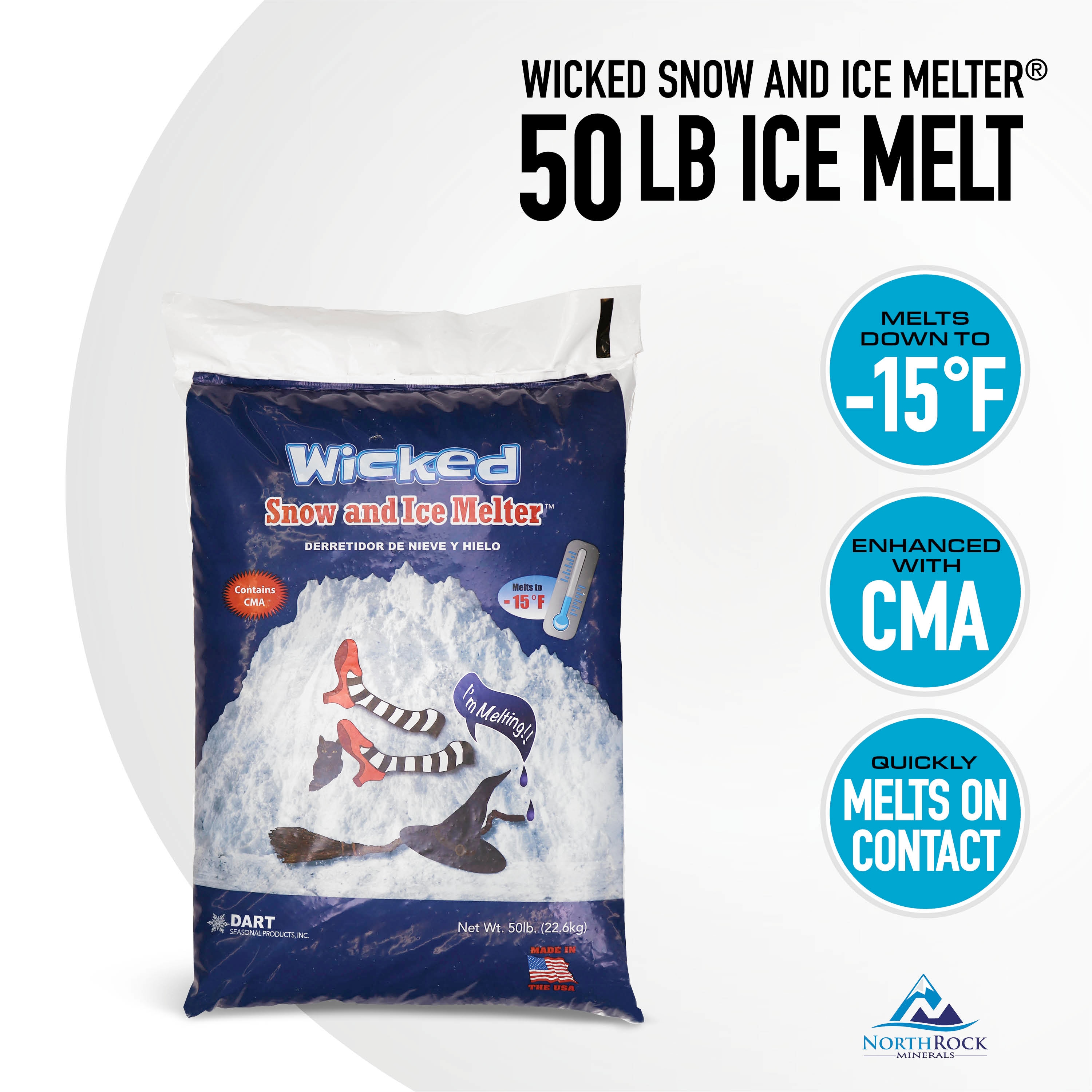 Wicked WK50 50-lbs. Fast Acting Sodium chloride Ice Melt Granules