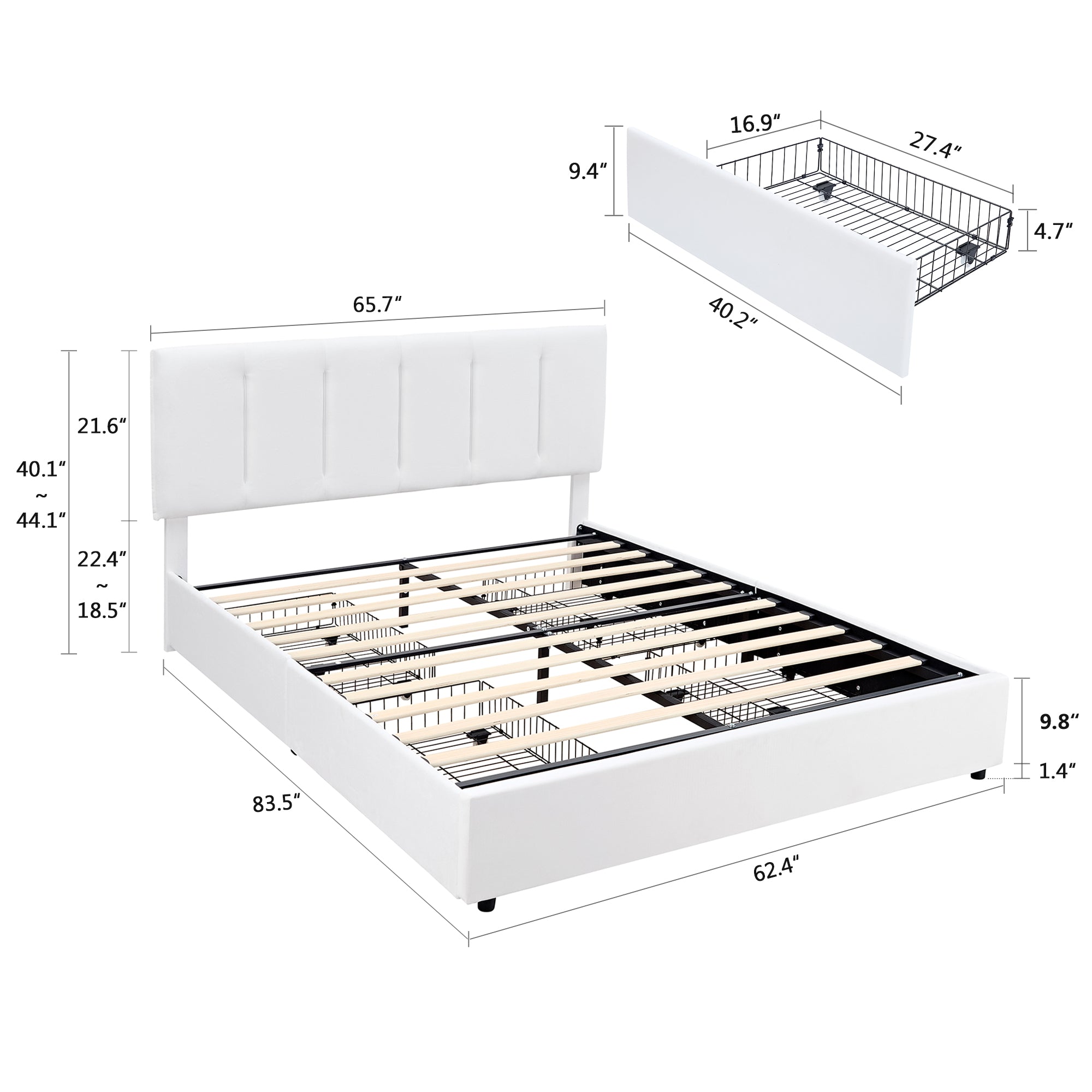 Vecelo LOE-CY-QB04-UP-WHT beds - View #3