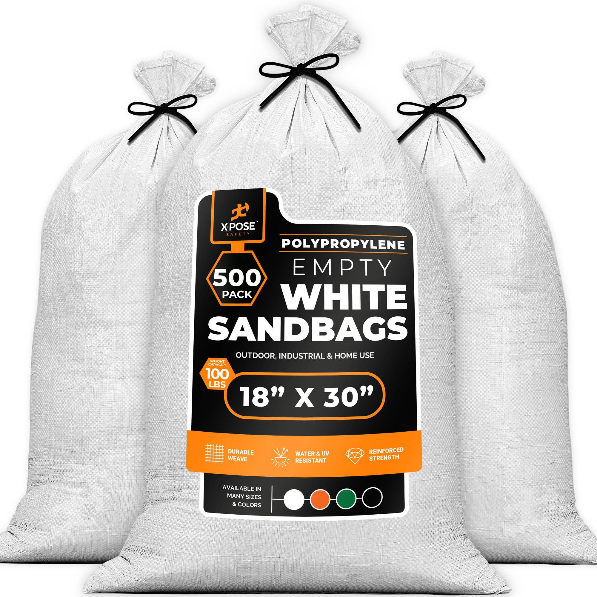 XPOSE SAFETY 500 -Pack 100-lb Capacity Woven polypropylene Sand Bags #SBW-1830-500-X