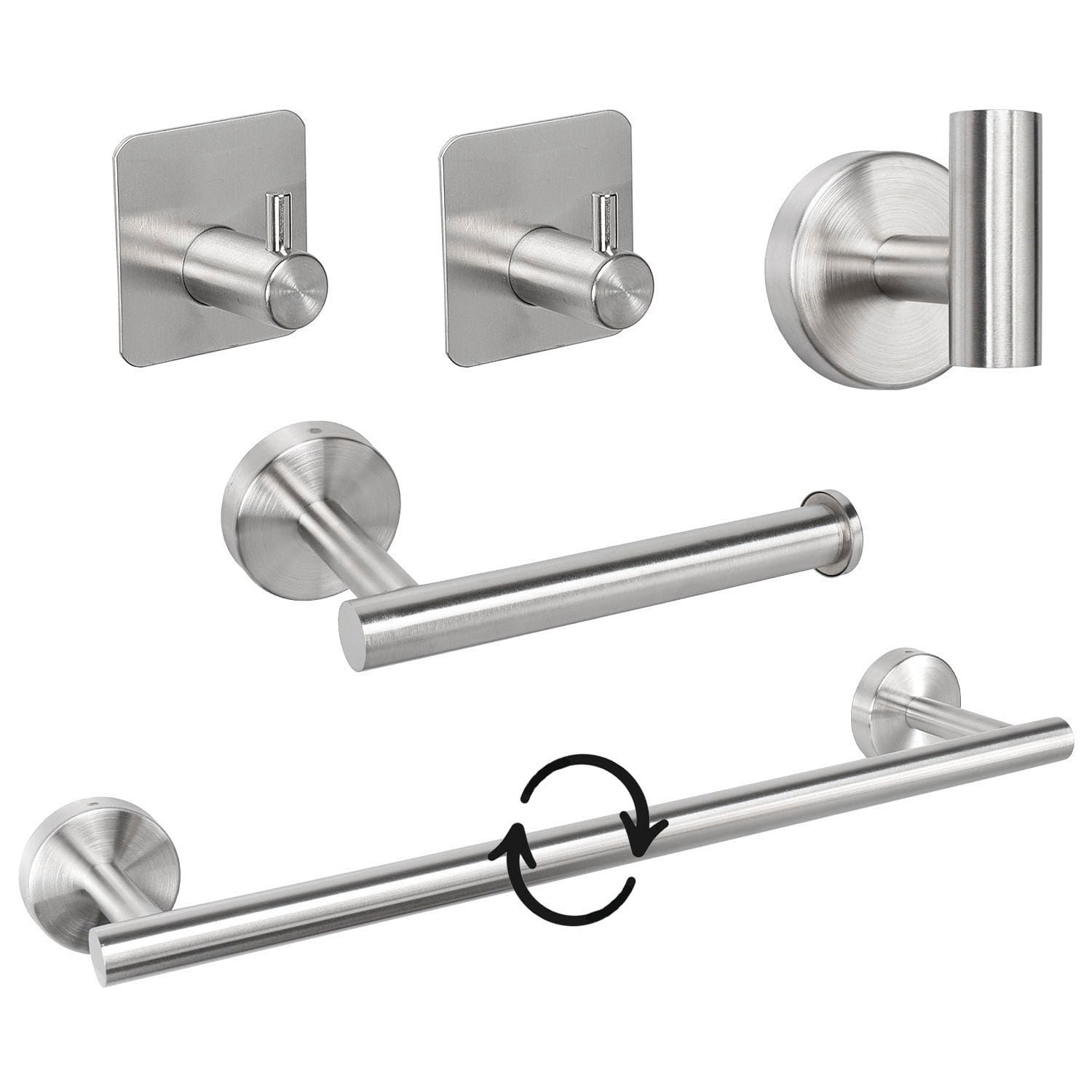 TNSO - Brushed Nickel 24 In thick 5 Pcs Stainless Steel Bathroom Hardware Set Towel Bar Toilet Pa...