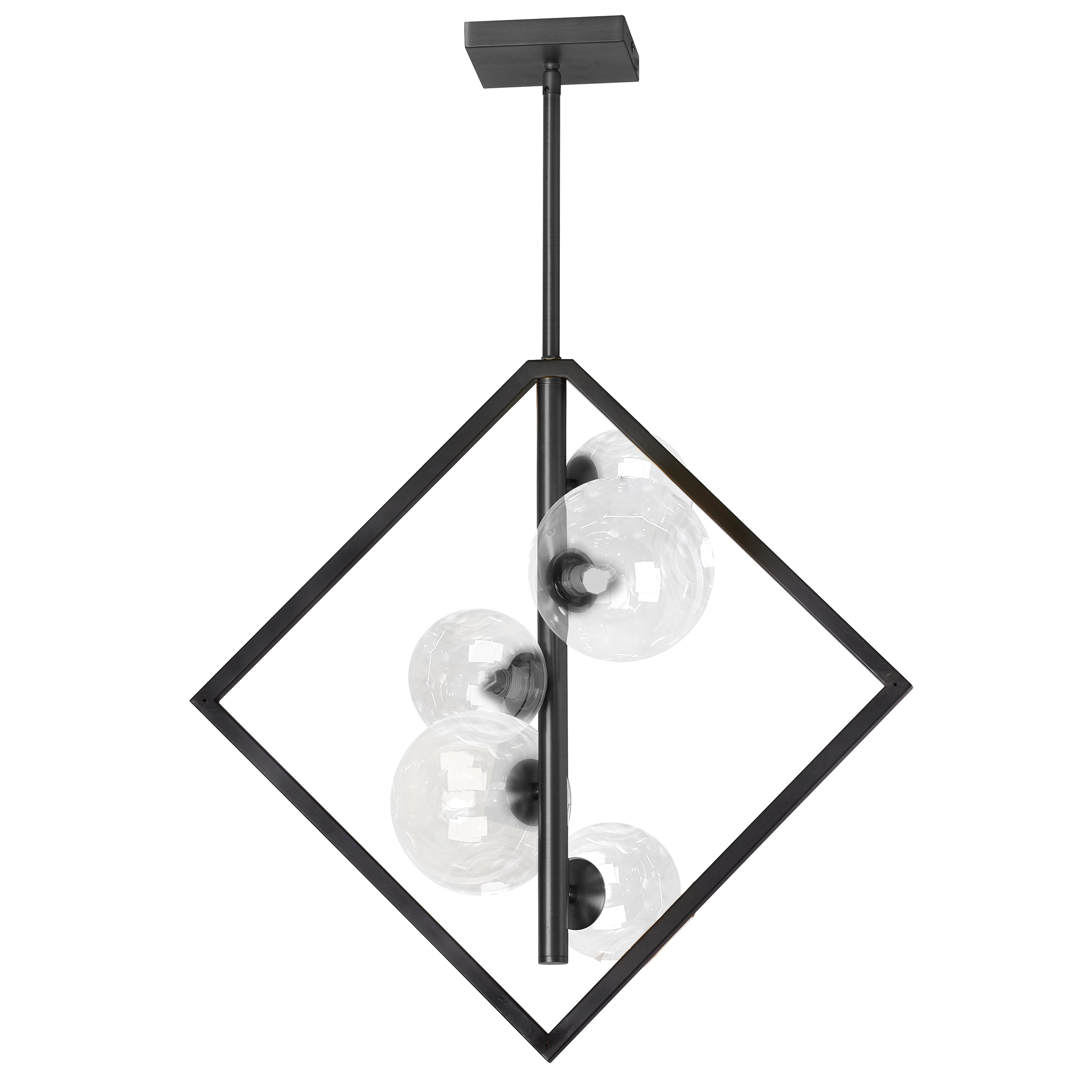 Dainolite GLA-215P-MB-CLR Glasgow 5-Light Black Modern/Contemporary Clear Glass Geometric Hanging Pendant Light
