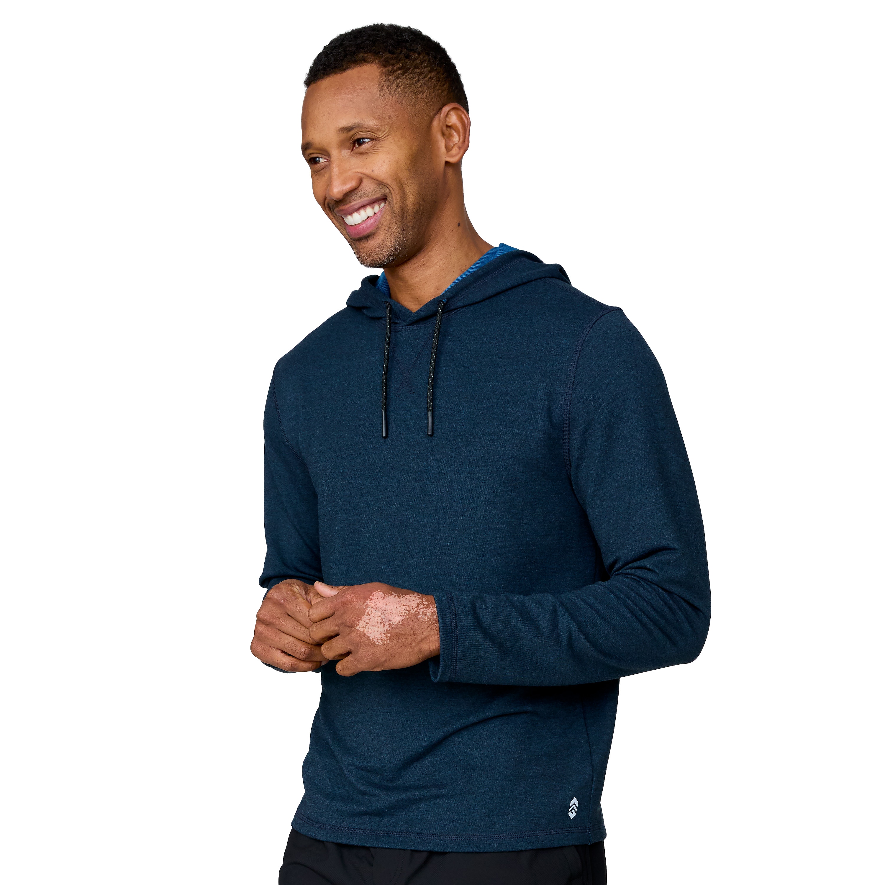 Free Country 16KMAS5554 MOON M Men's Blue Knit Long sleeve Two-tone Hoodie ( Medium )