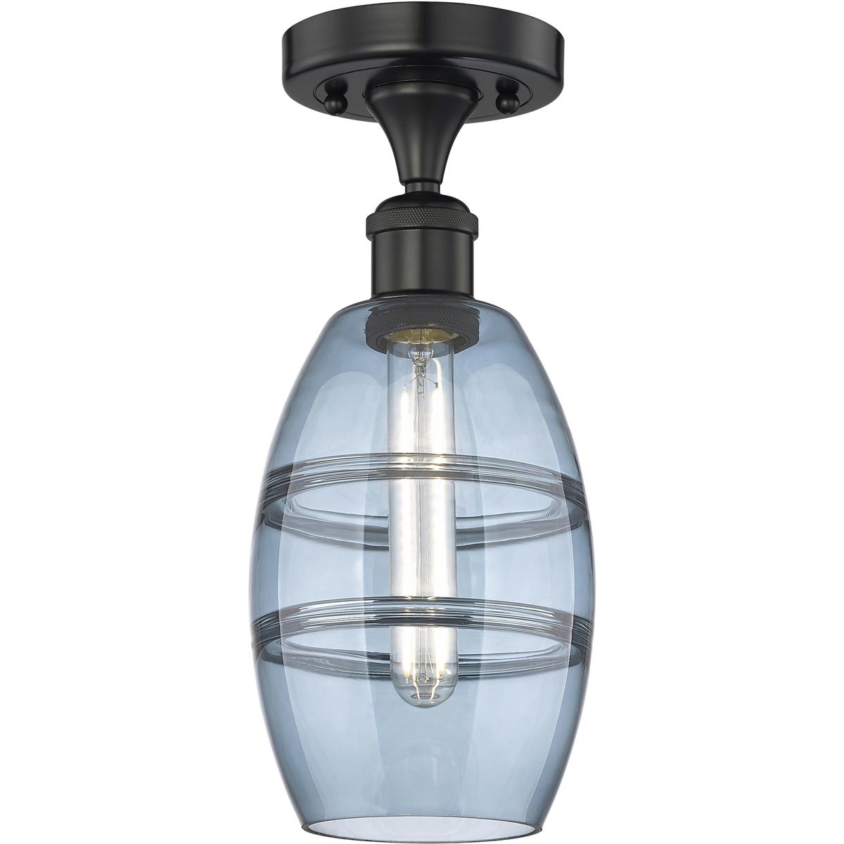 Innovations Lighting -  616-1F-BK-G557-6BL Edison Vaz Semi-Flush Mount Matte Black
