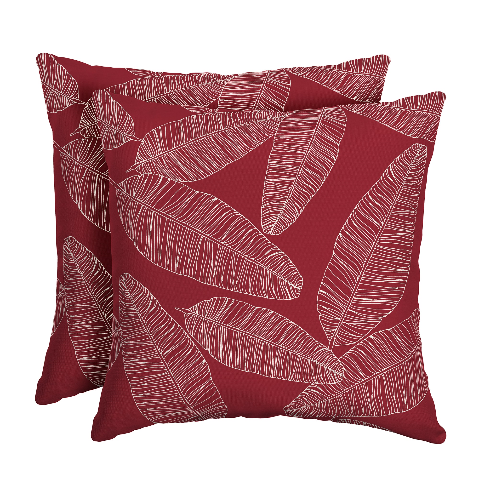 ARDEN ZQ1F554B-D9Z2 2-Pack Floral Red Leaf Palm Square Throw Pillow