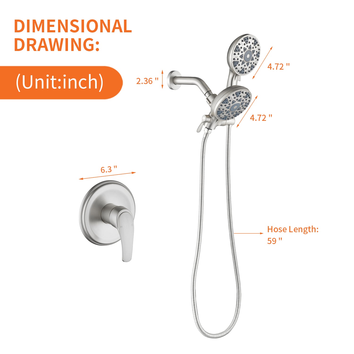 WELLFOR YBT1204HNS Showerhead-Bar-Panels - View #9