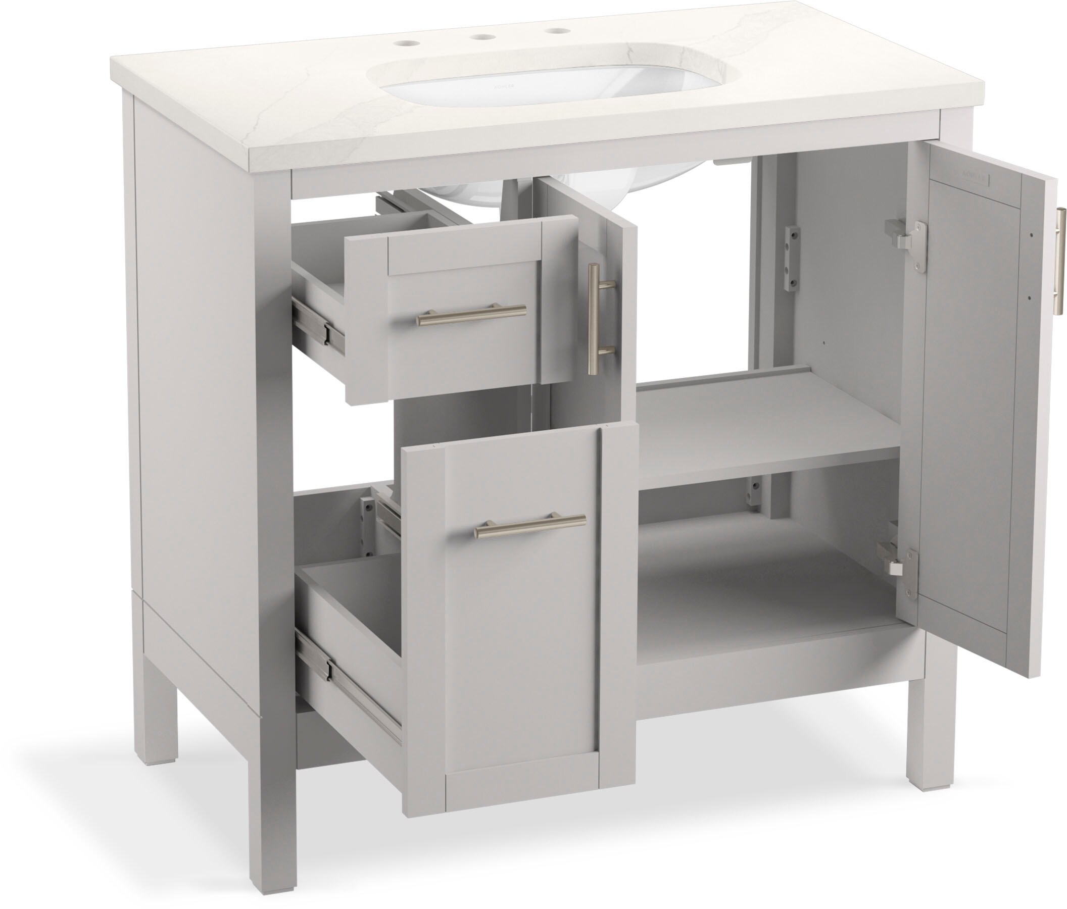 37" Atmos Grey Single Bathroom Vanity Set with Quartz Top