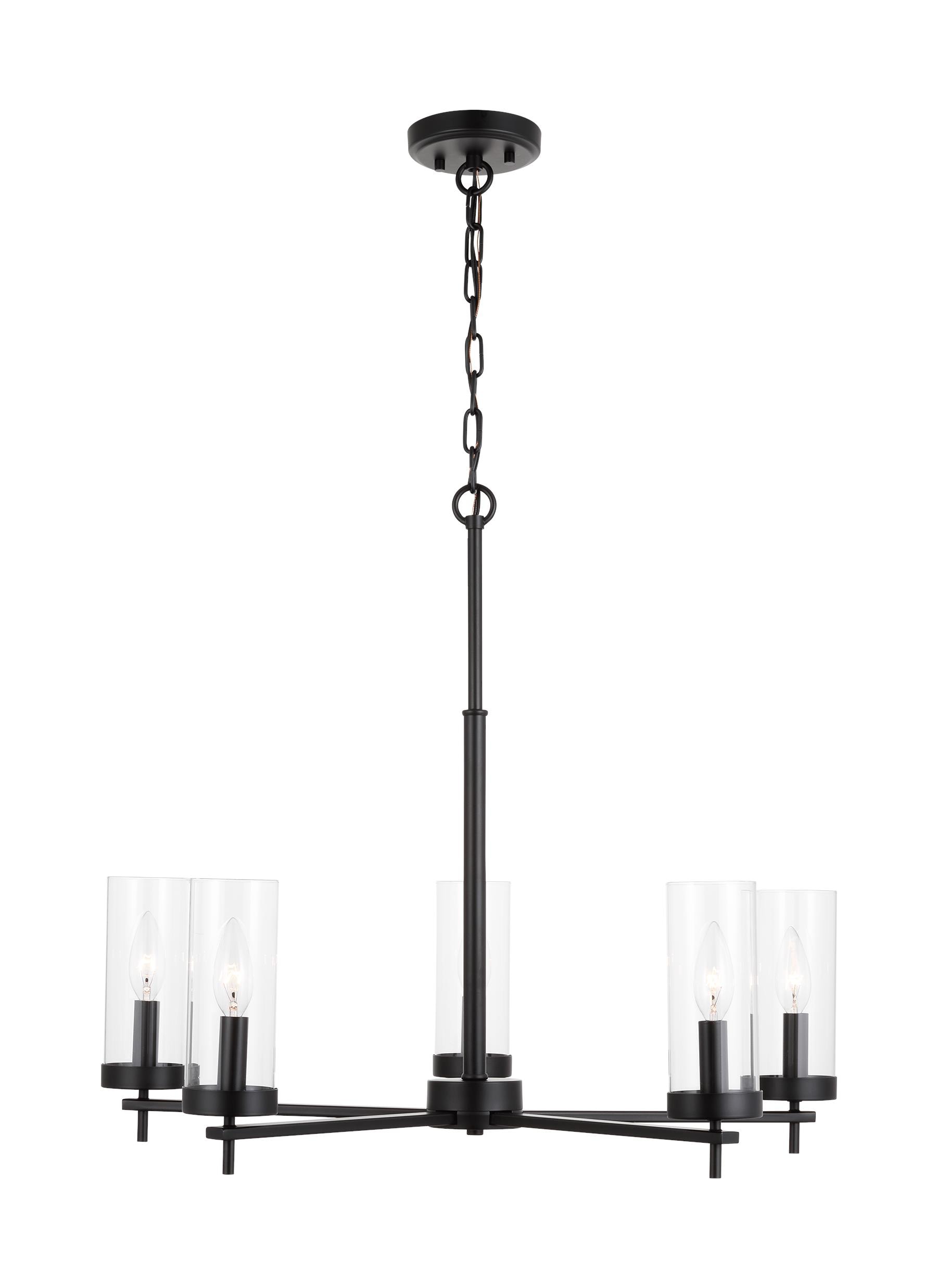 Generation Lighting 3190305EN-112 Zire 5 -Light Matte Black Modern/contemporary For Use in Dining Rooms, Foyers, Living Rooms Chandelier