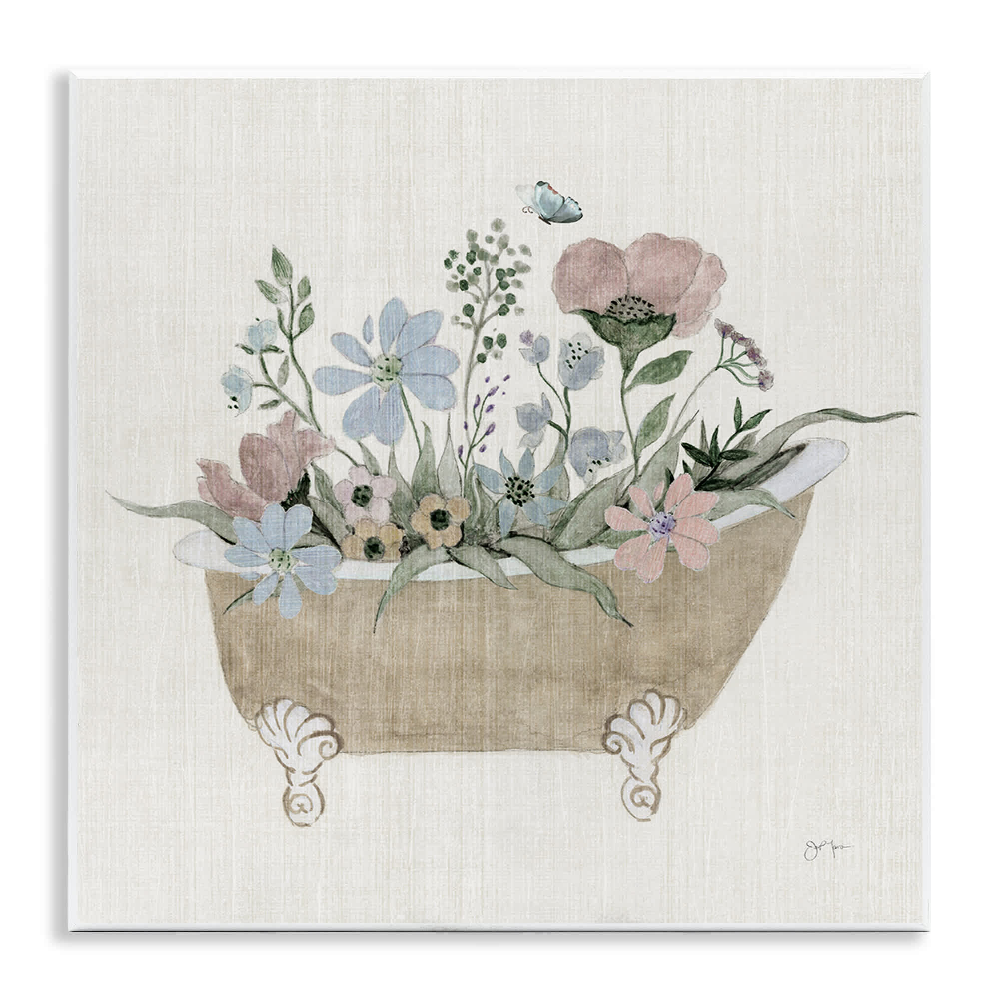 Stupell Industries BS-136-WD-12X12 Rustic Botanicals in Tub Wall Plaque Art By Janet Tava 12 x 12
