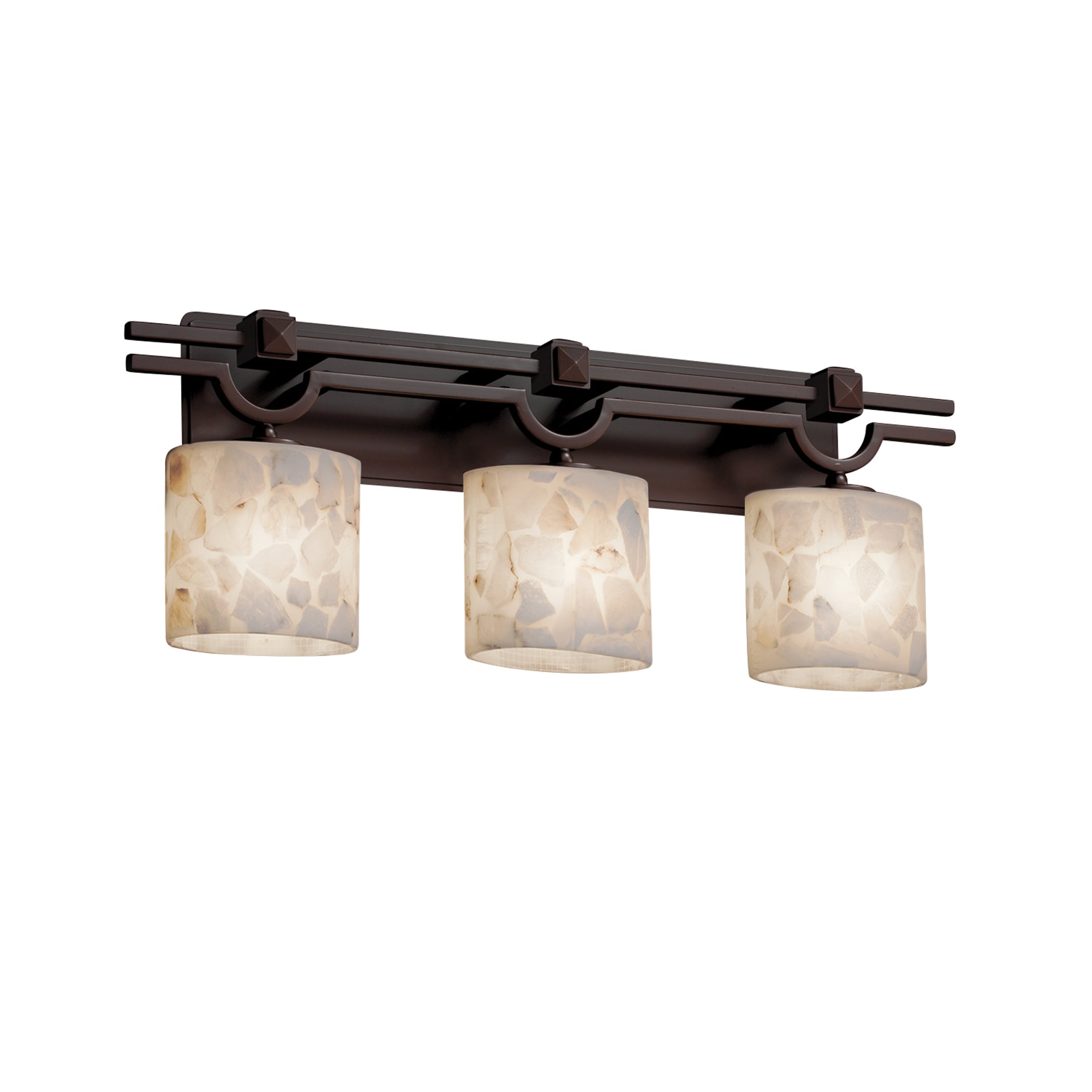 Justice Design Group ALR-8503-30-DBRZ Alabaster Rocks 29-in 3-Light Dark Bronze Transitional Vanity Light