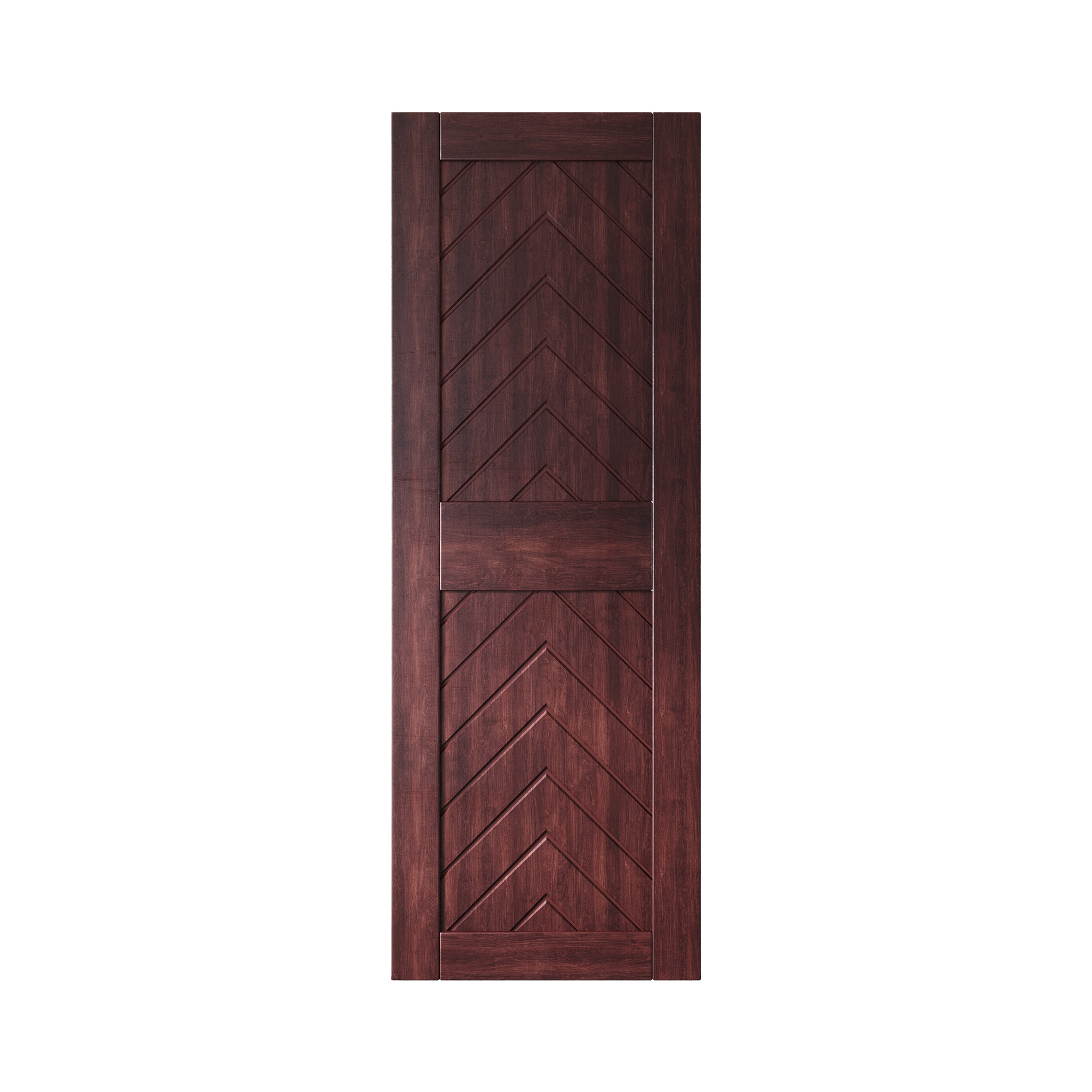 HOMACER JT1-2684-RD 26-in x 84-in Red Mahogany Herringbone Pine Wood Solid core Single Barn Door (Hardware Not Included)