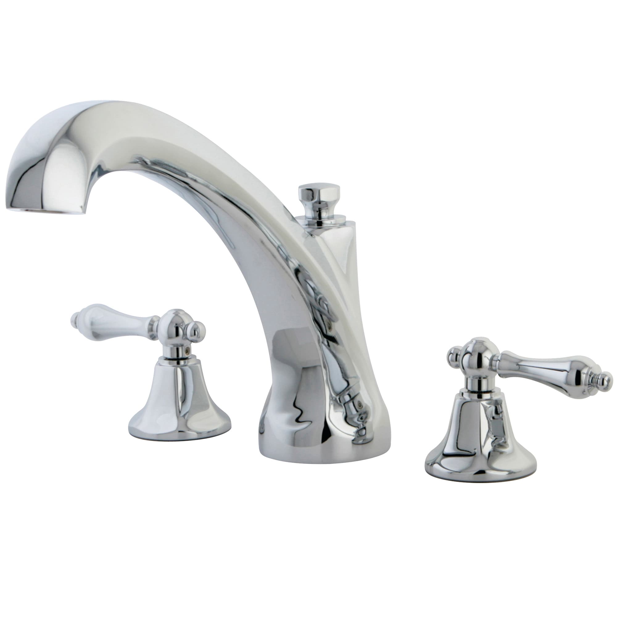 Kingston Brass WLKS4321AL Metropolitan Polished chrome 2-handle Deck-mount Roman High-arc Bathtub Faucet ( Valve Included )