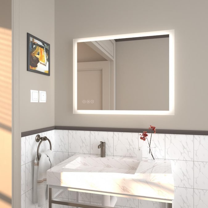 Kinwell Led Bathroom Wall, Wall Mirror With Lights For Bathroom