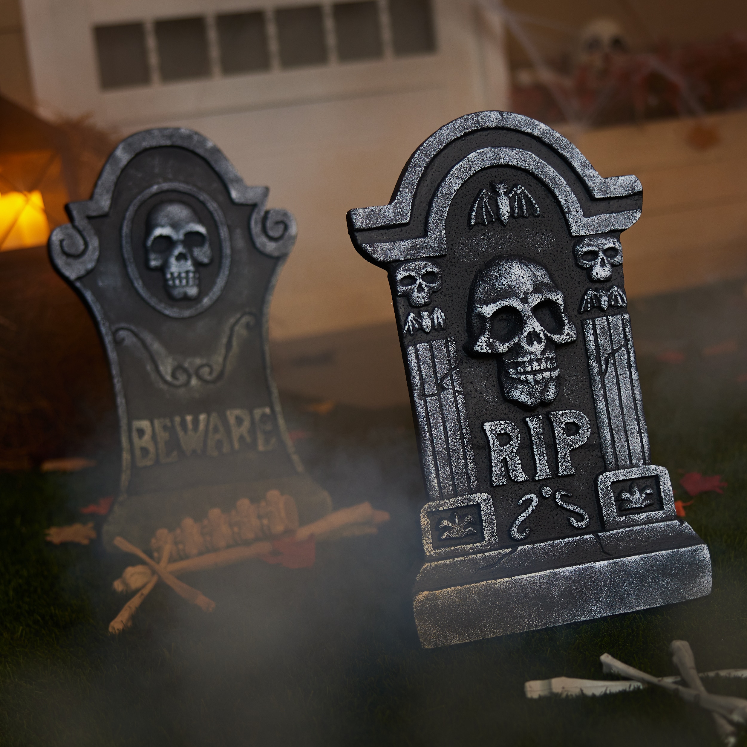 Haunted Living 1.5-ft Beware/RIP Tombstone Yard Decoration (2-pack ...