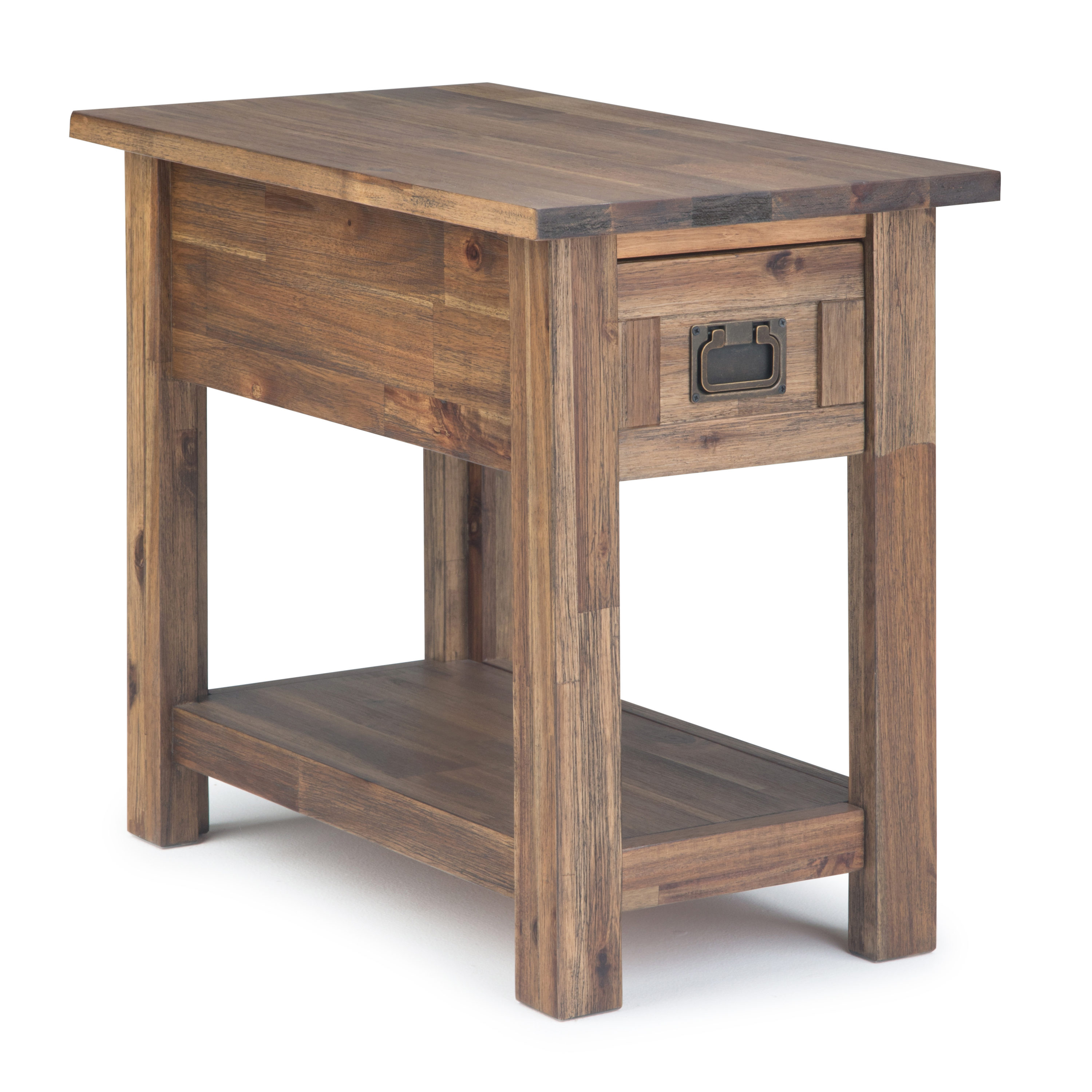 Simpli Home Monroe Rustic Natural Aged Brown Wood Rustic End Table with  Storage in the End Tables department at