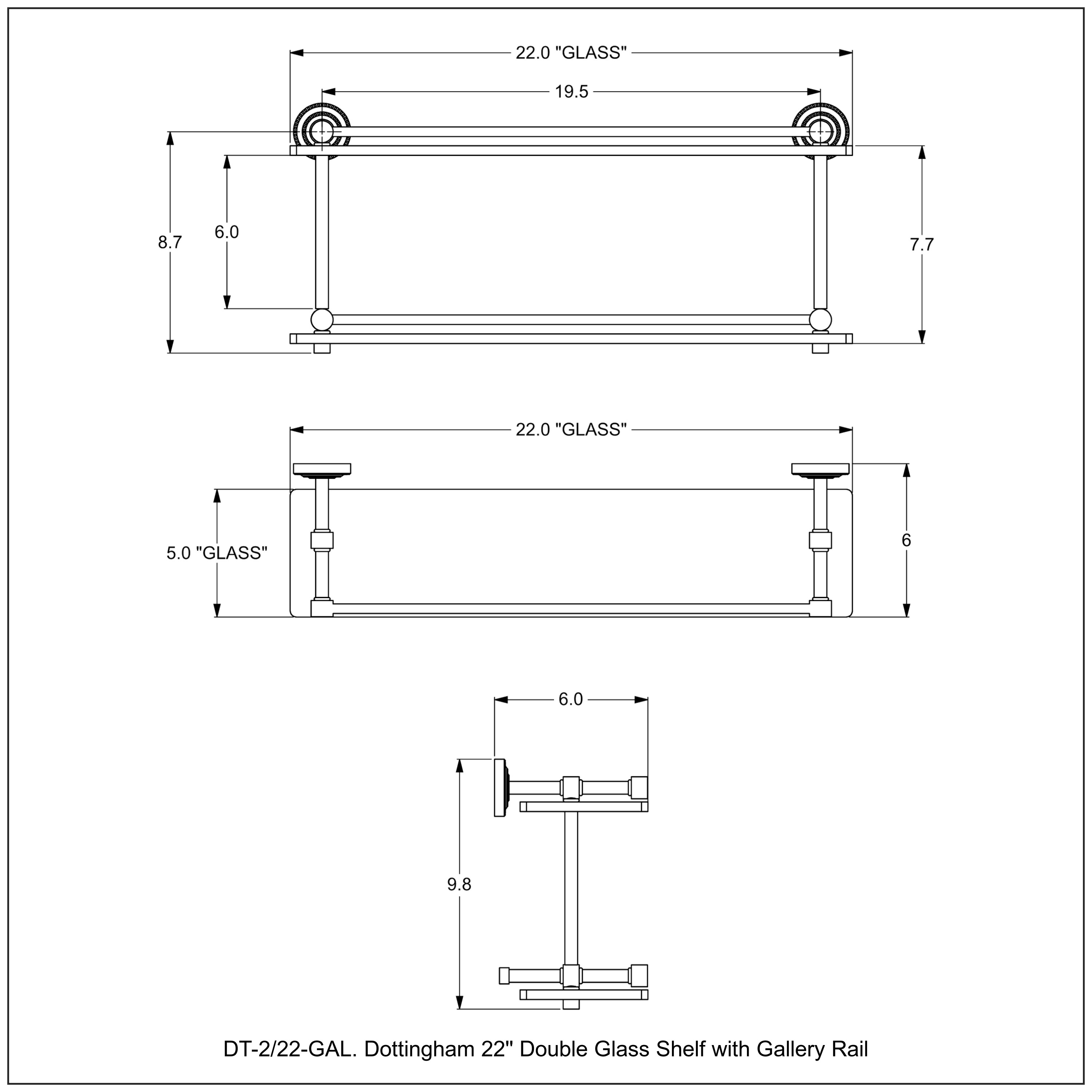 Allied Brass Dottingham Satin Nickel 2-Tier Wall Mount Bathroom Shelf  (22-in x 8-in x 5-in) in the Bathroom Shelves department at