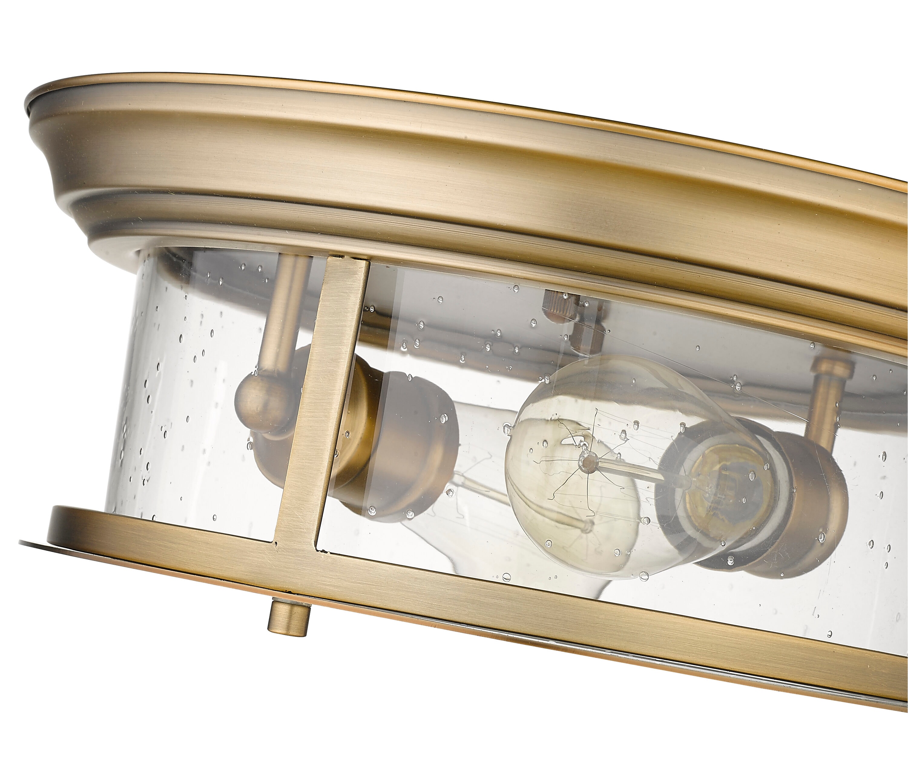 Heritage Brass 13.5" Flush Mount Light with Seeded Glass Shade