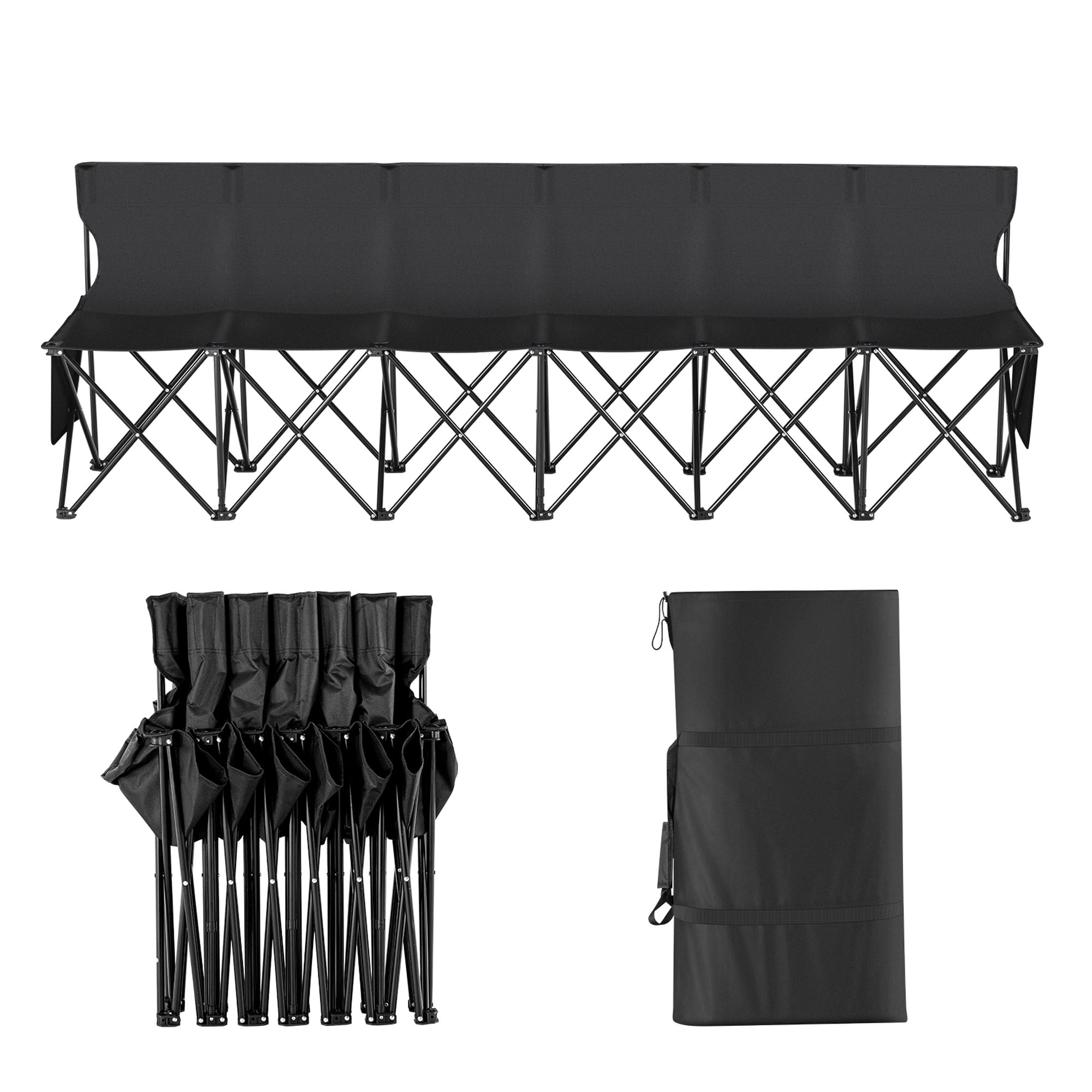 HyperDrop Cart Heavy-Duty Steel 6-Seat Portable Folding Sport Bench Chair Weather-Shield Camping Bench