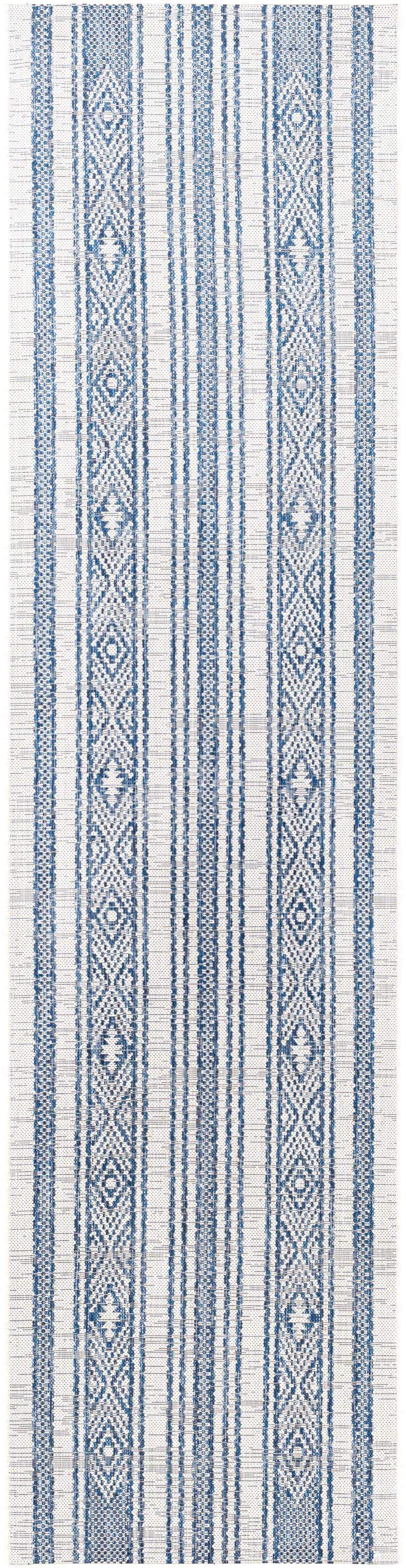 Livabliss EAG2351-2710 Eagean 3 x 10 (ft) Polypropylene Bright Blue Rectangular Indoor/Outdoor Medallion Global Area rug