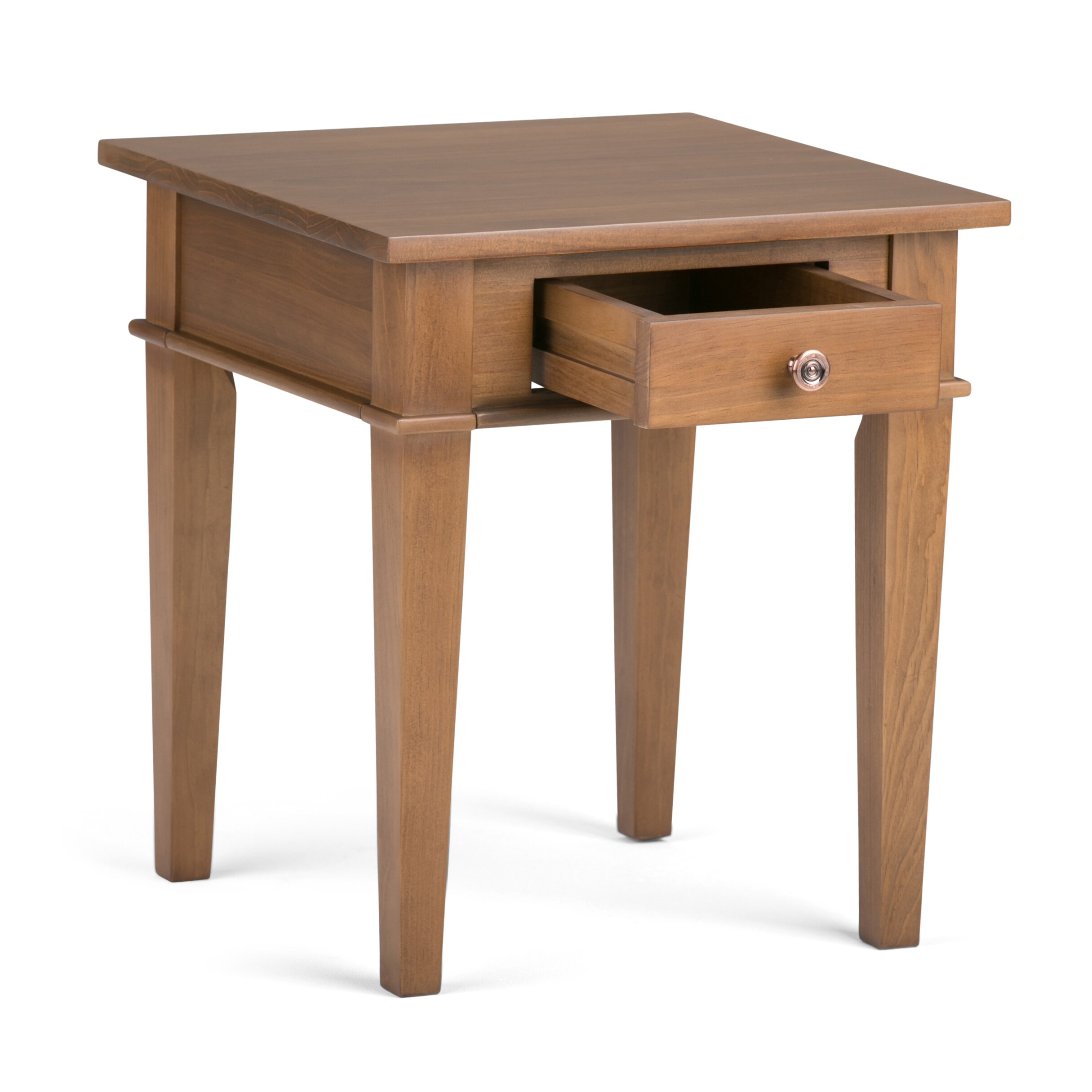 Carlton Medium Saddle Brown Solid Wood End Table with Storage