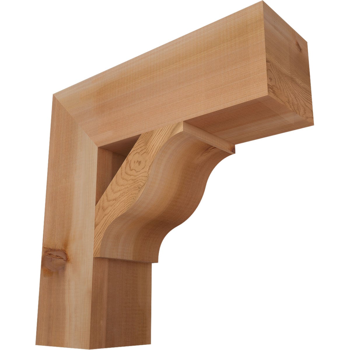 Ekena Millwork BKT06X20X20FST05SWR Funston Block Smooth 5-1/2-in x 20-in x 20-in Western red cedar Brown Wood Standard bracket