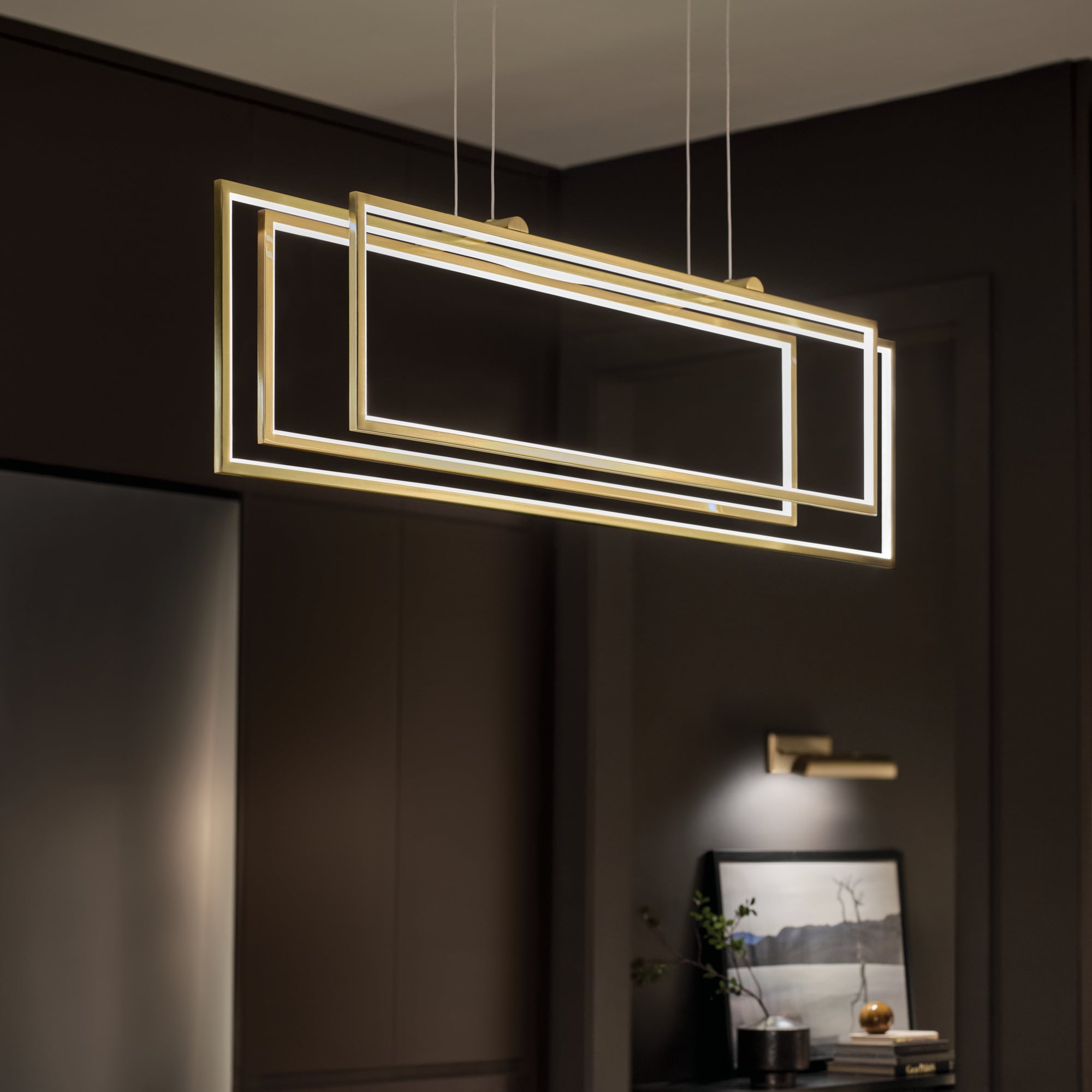 elan 84331CG Jestin 3 -Light Polished Gold Modern/contemporary Integrated LED For Use in Bedrooms, Dining Rooms, Foyers, Kitchens, Living Rooms Chandelier
