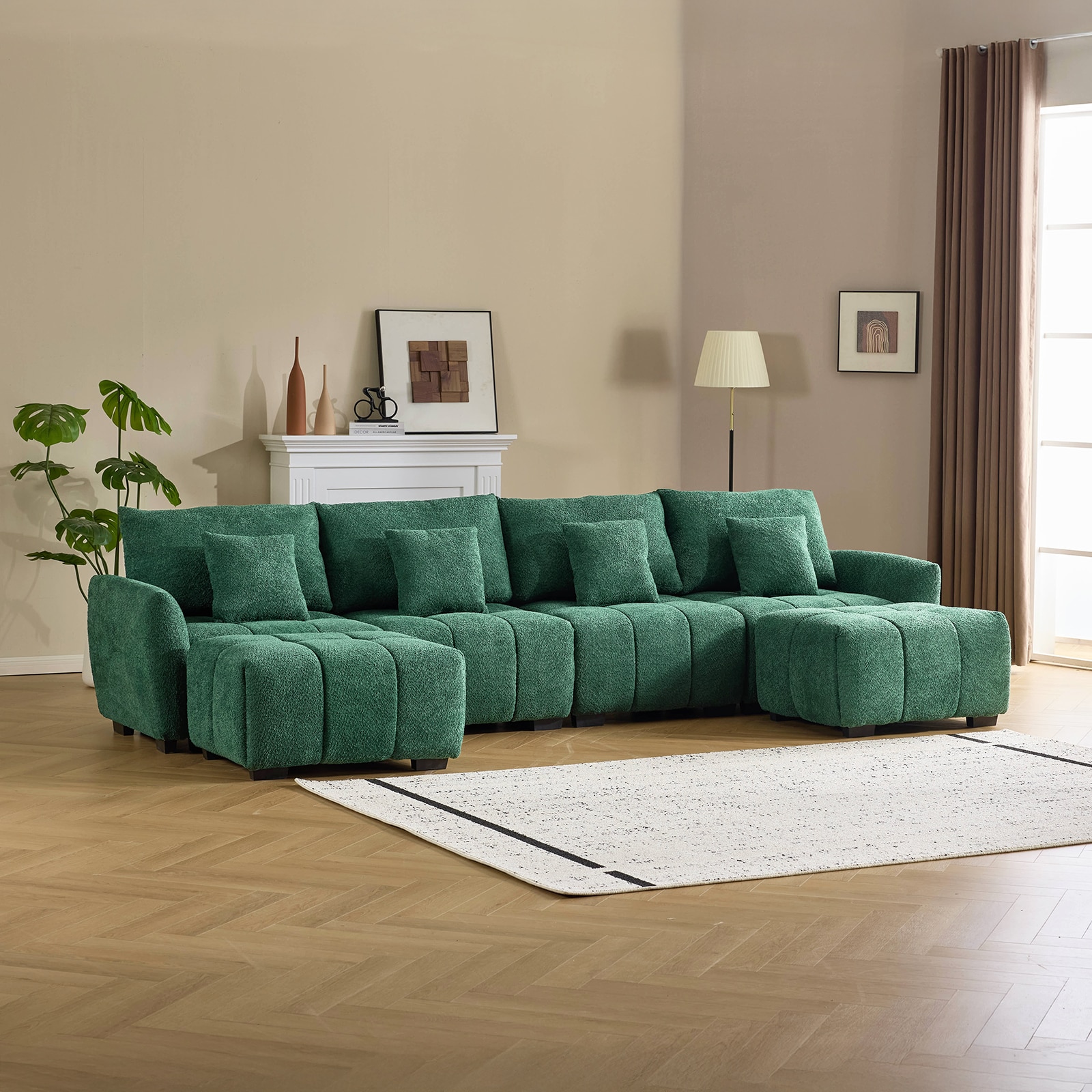 Outopee - 140-in W Modern Green 4-seater Sectional