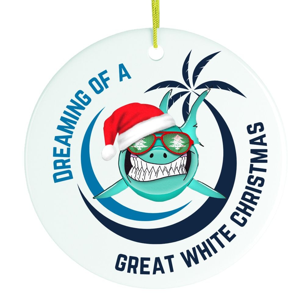 OrnamentallyYou 1018 Im Dreaming of a Great White Christmas Shark Ornament
