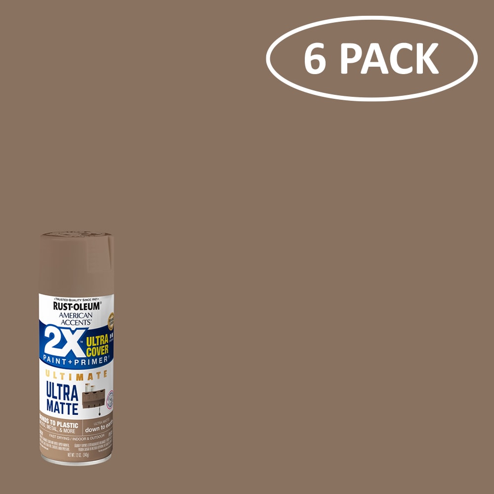 Rust-Oleum 371770SOS American Accents 2X 6 -Pack Matte Down to Earth Spray paint and primer in one ( NET WT. 12-oz )