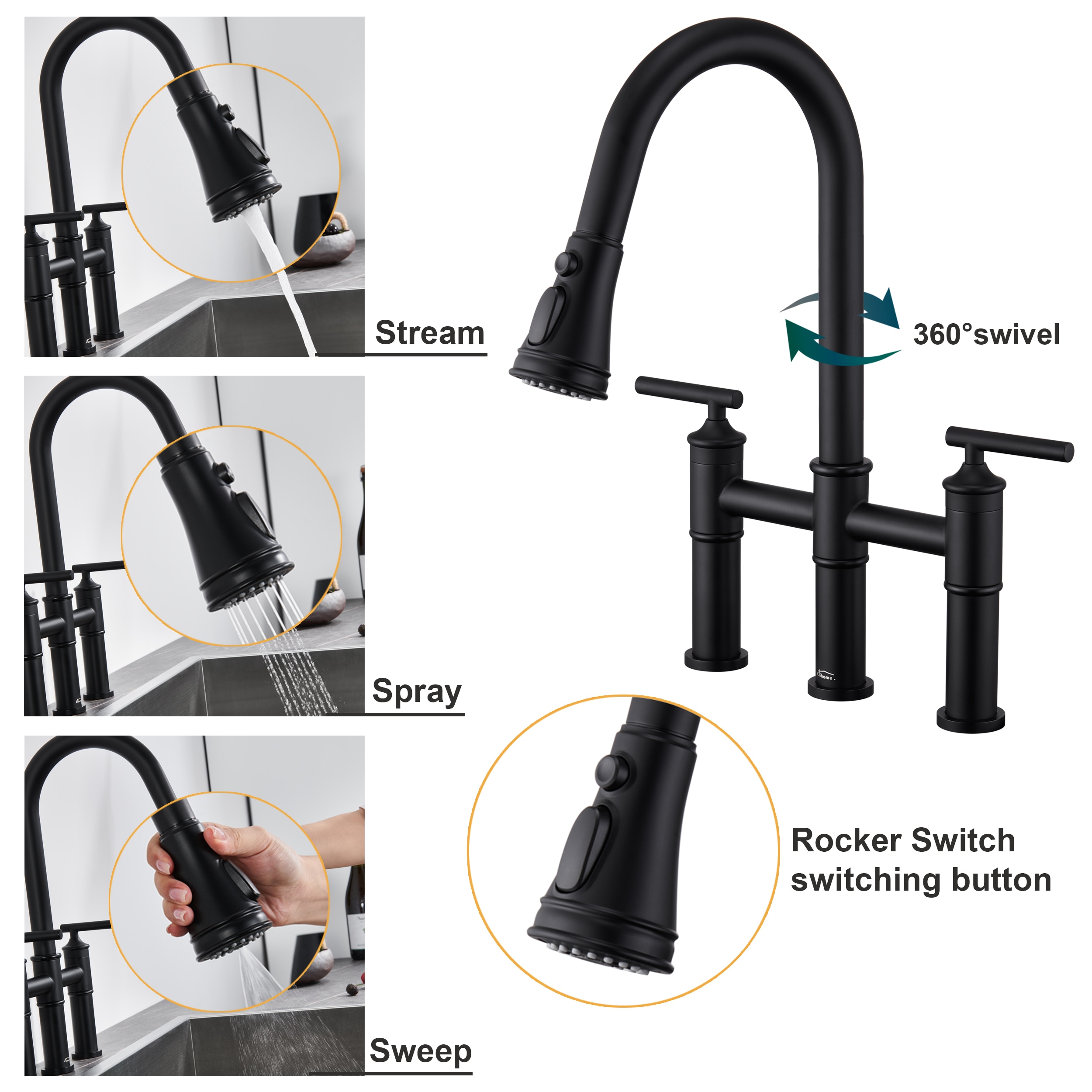 Clihome DG-KF02MB Kitchen-Faucets - View #5