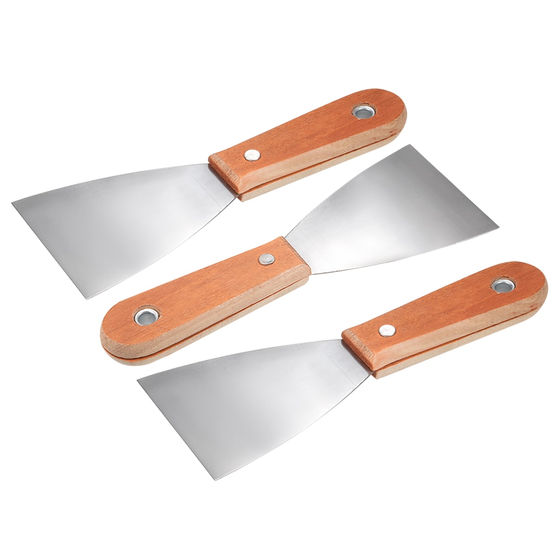 Unique Bargains Putty Scraper 3inch Cr-V Steel Stiff Putty Knives with Wood Handle for Taping Paint Wall Floor Tile 3pcs