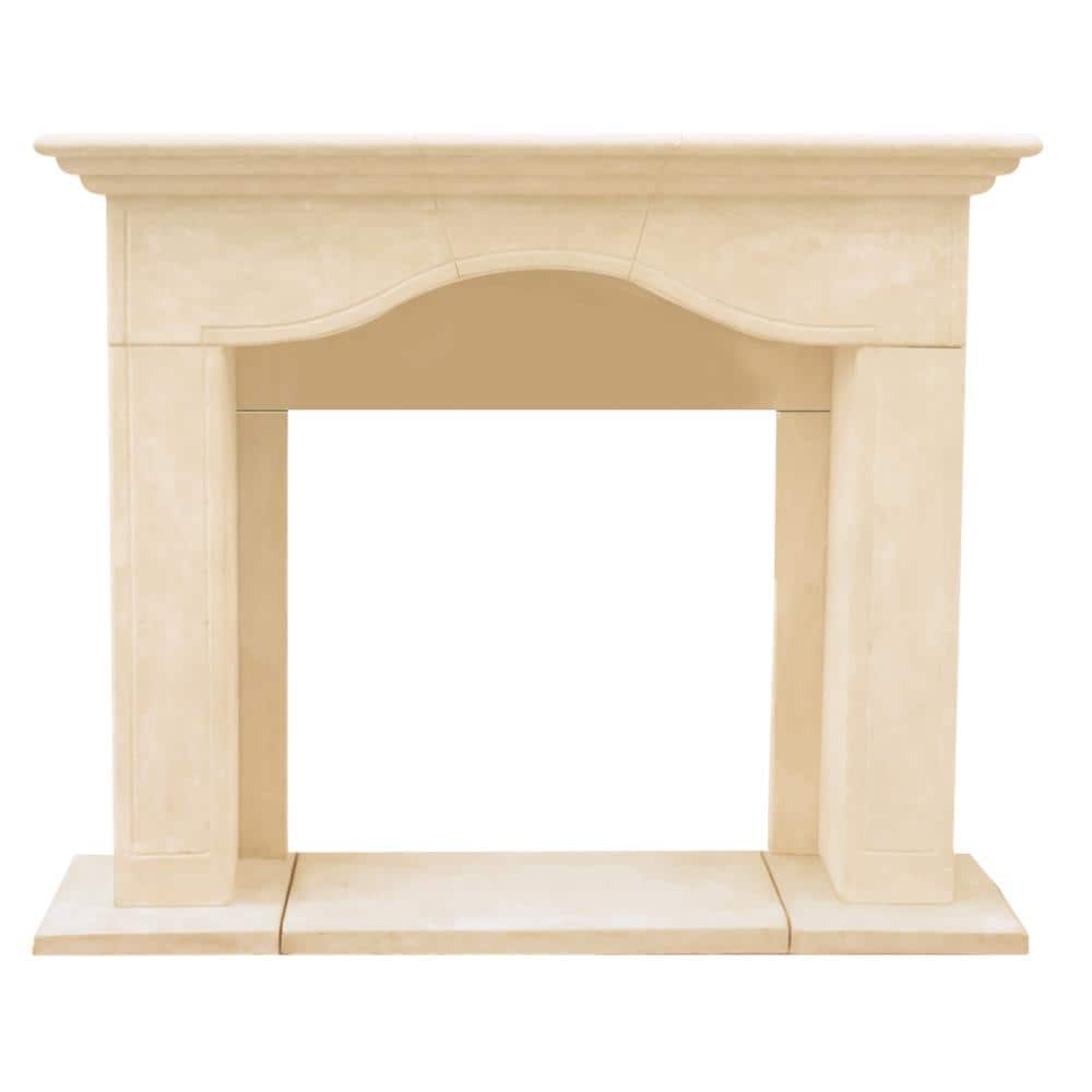 HISTORIC MANTELS LIMITED CM14004 62-Inches W x 54.5-Inches H Distressed ivory/beige Limestone Traditional Fireplace Surround